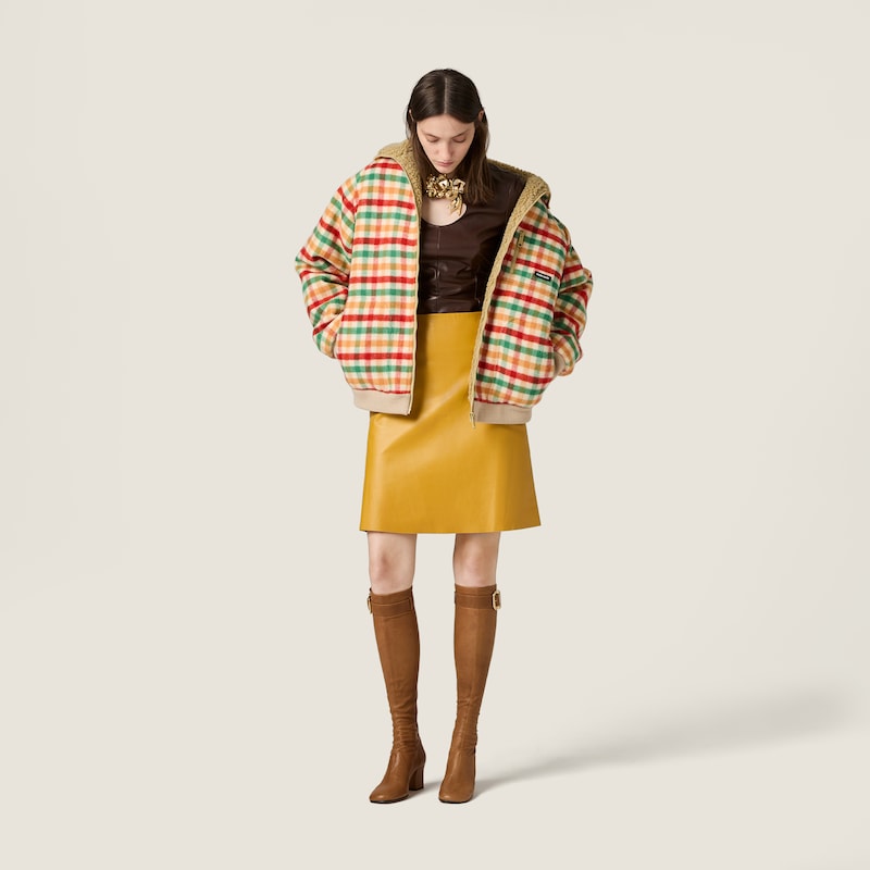 Long-sleeved nappa leather top with buckle