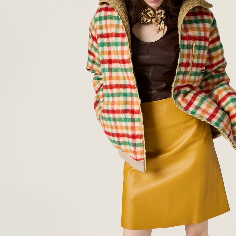 Long-sleeved nappa leather top with buckle