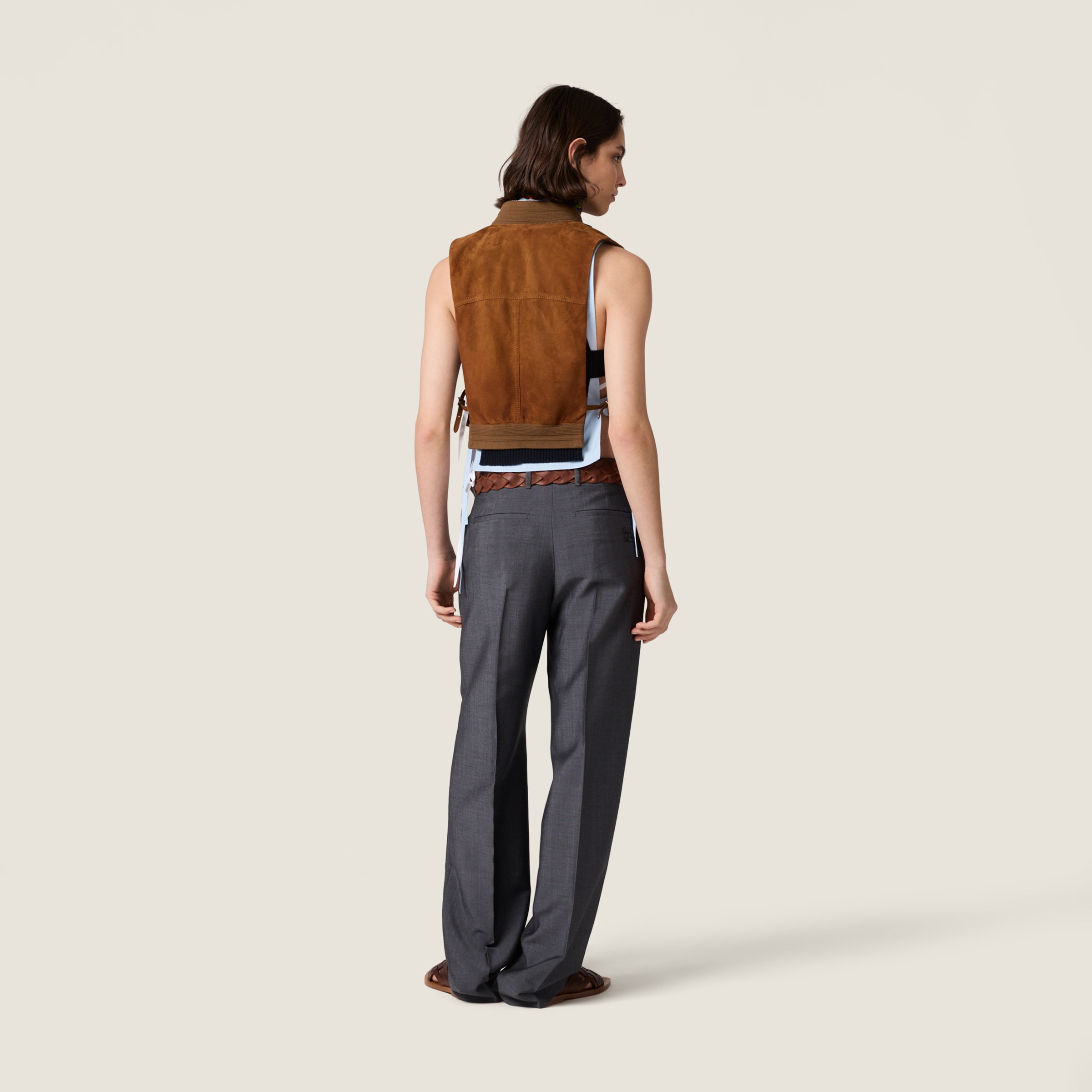 Waxed suede leather vest - thumbnail 3