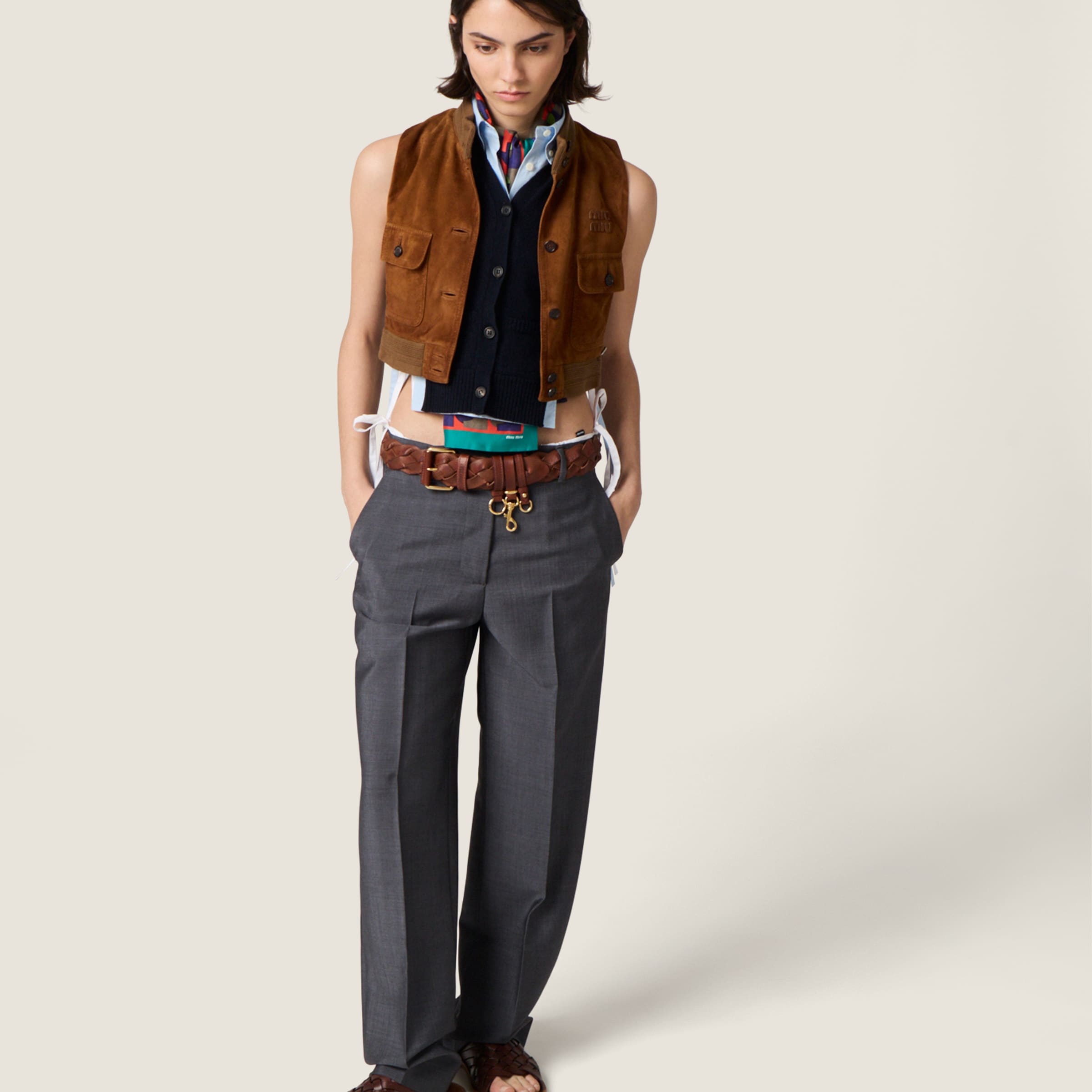 Waxed suede leather vest - thumbnail 5