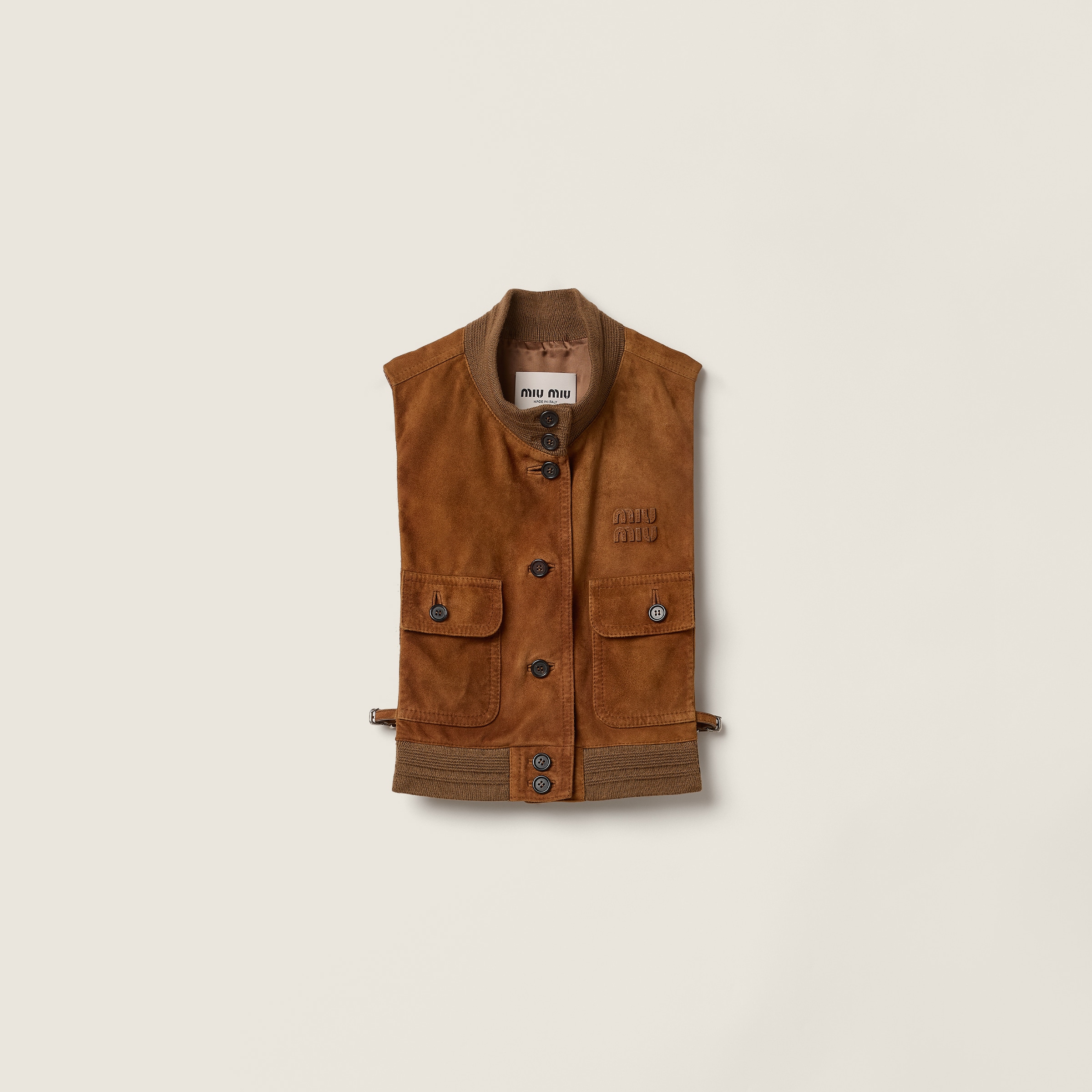 Waxed suede leather vest