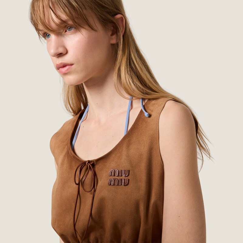 Waxed suede crop top