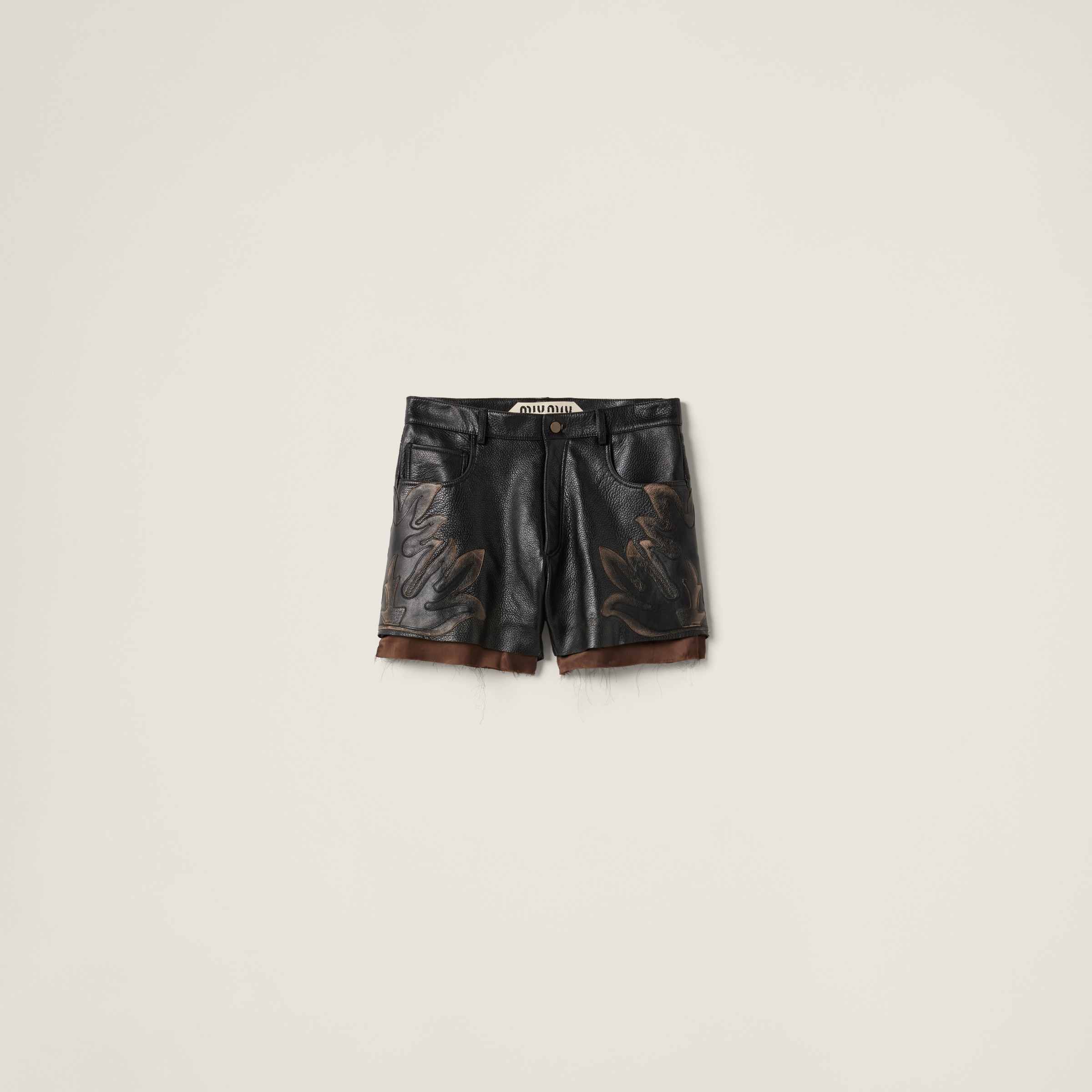 ブラック レザー ショートパンツ | Miu Miu