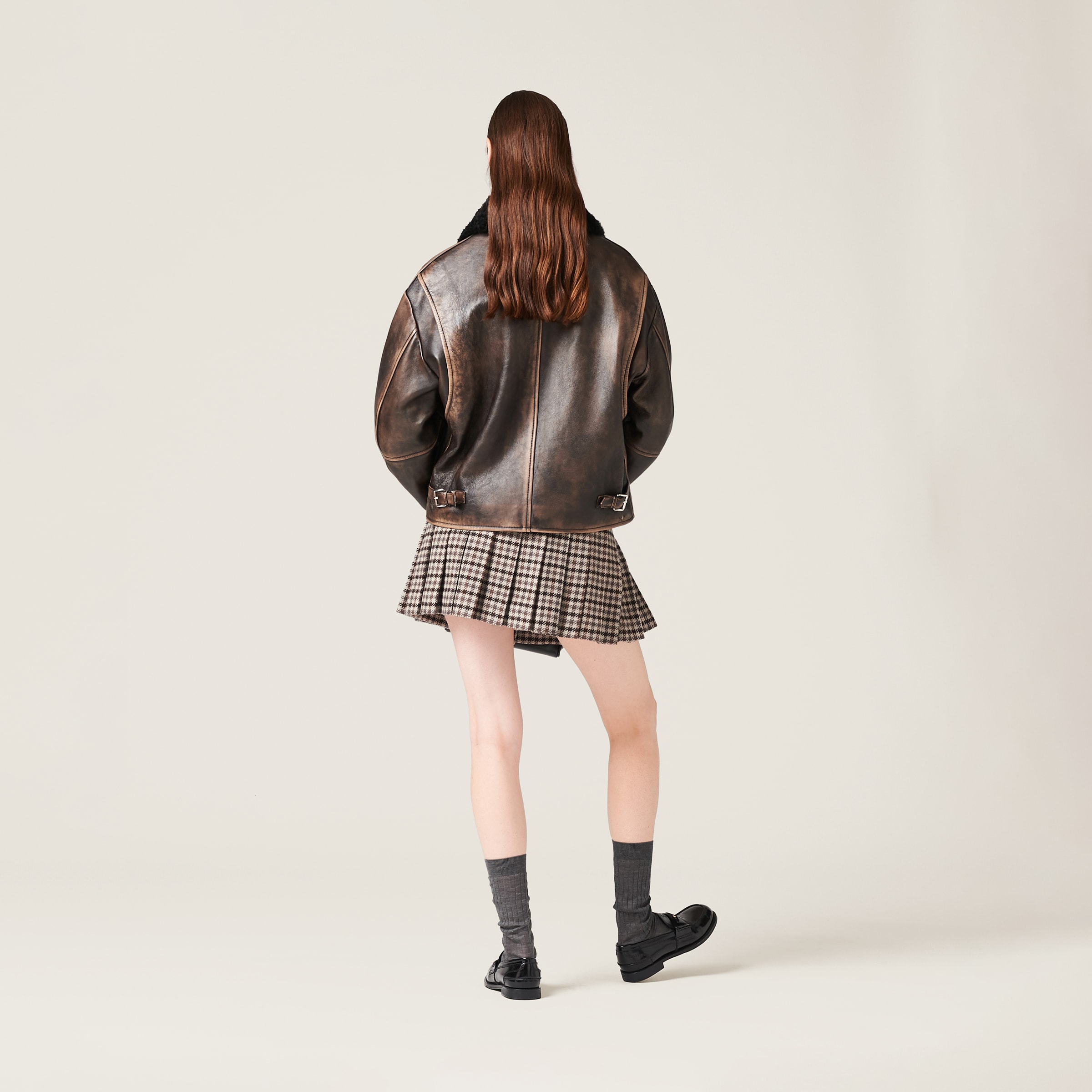 Sand/coffee Nappa Leather Jacket | Miu Miu