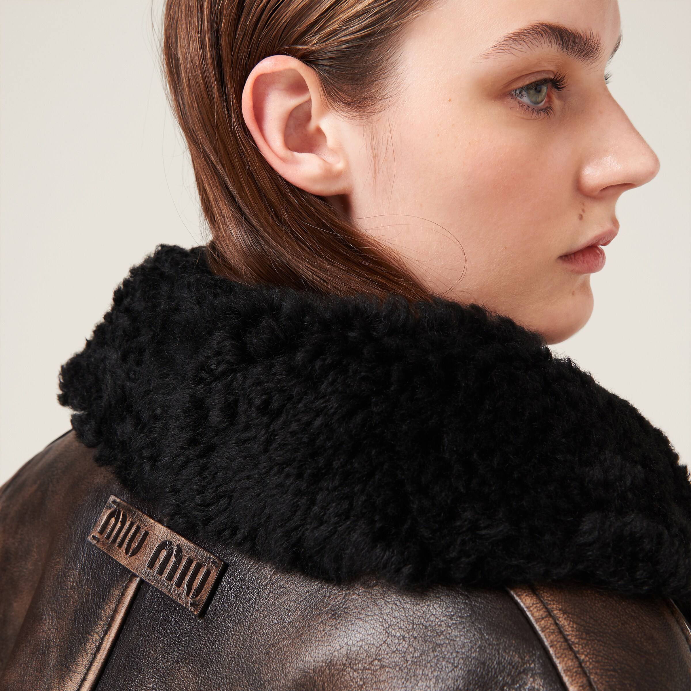 Sand/coffee Nappa Leather Jacket | Miu Miu Sand/coffee Nappa Leather Jacket | Miu Miu