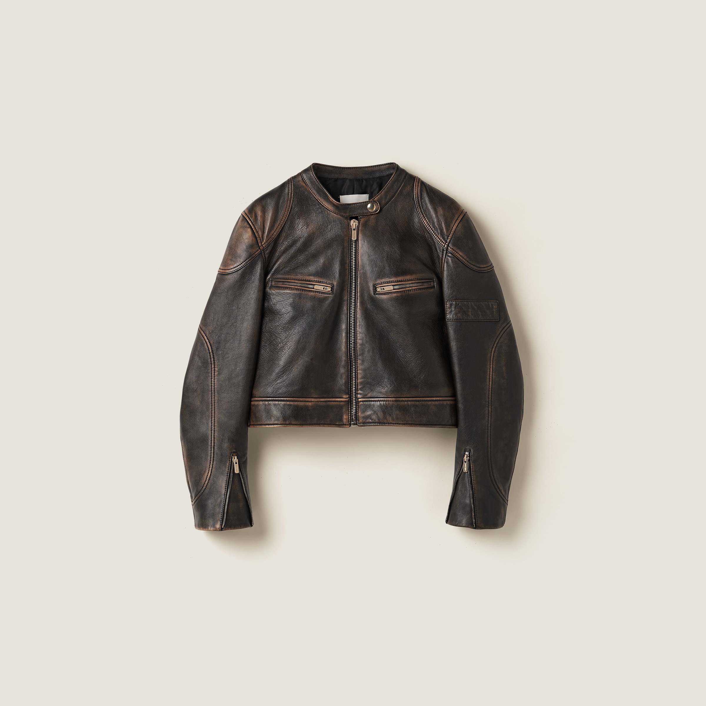 Miu miu leather jacket sales