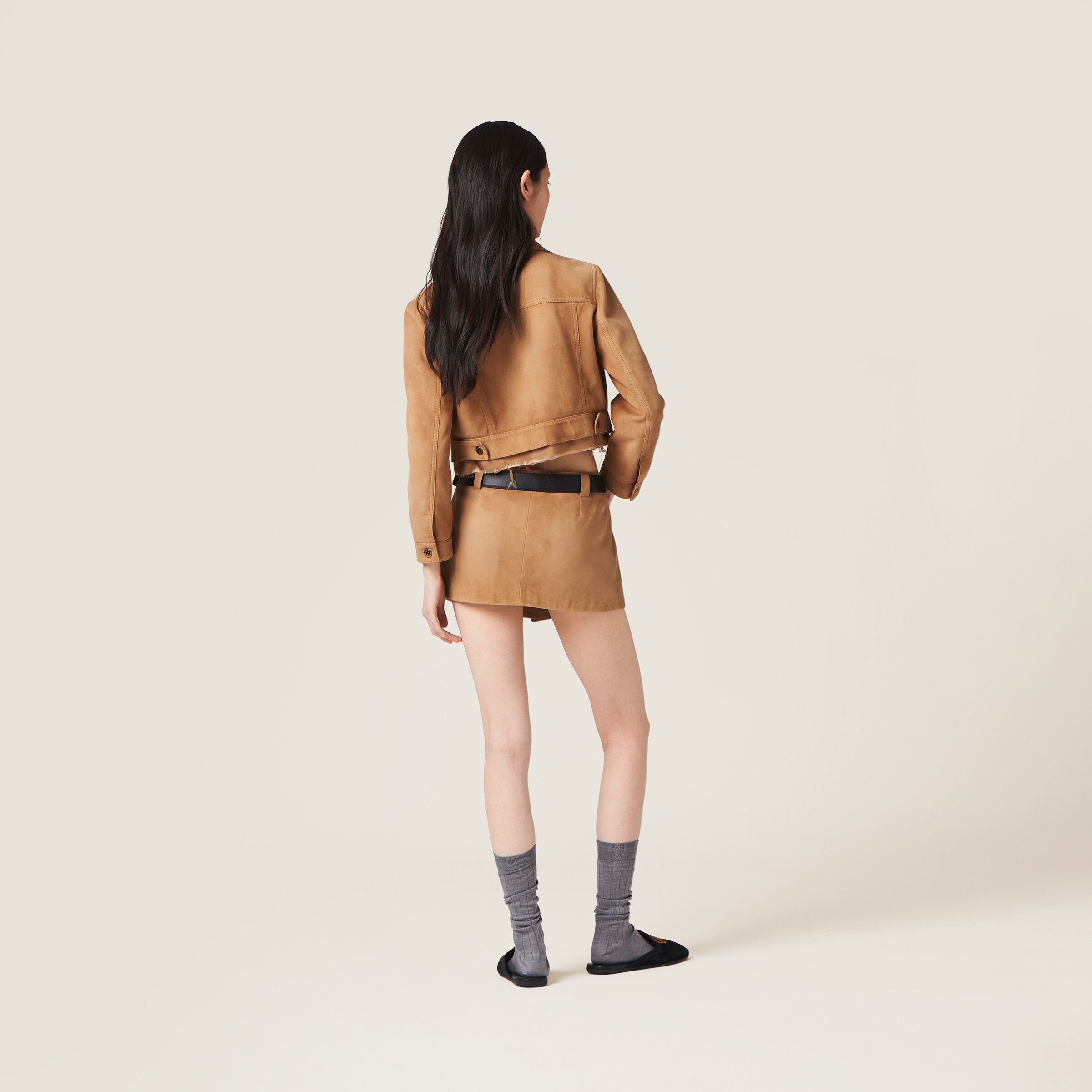 ブルゾン MiuMiu | Suede jacket MPV883_104R_F0418_S_OOO Maple Brown Suede Jacket | Miu Miu