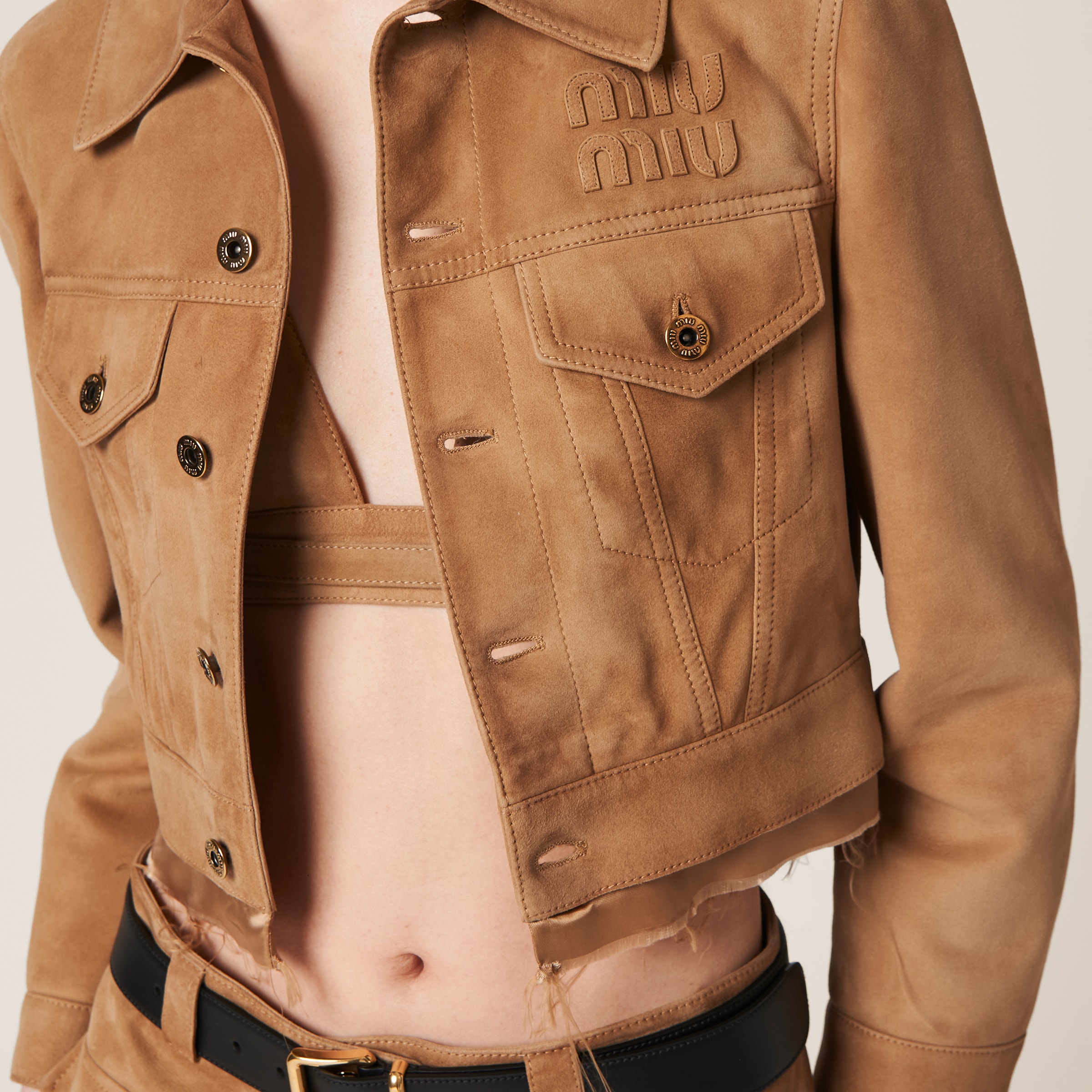 Maple Brown Suede Jacket | Miu Miu Maple Brown Suede Jacket | Miu Miu