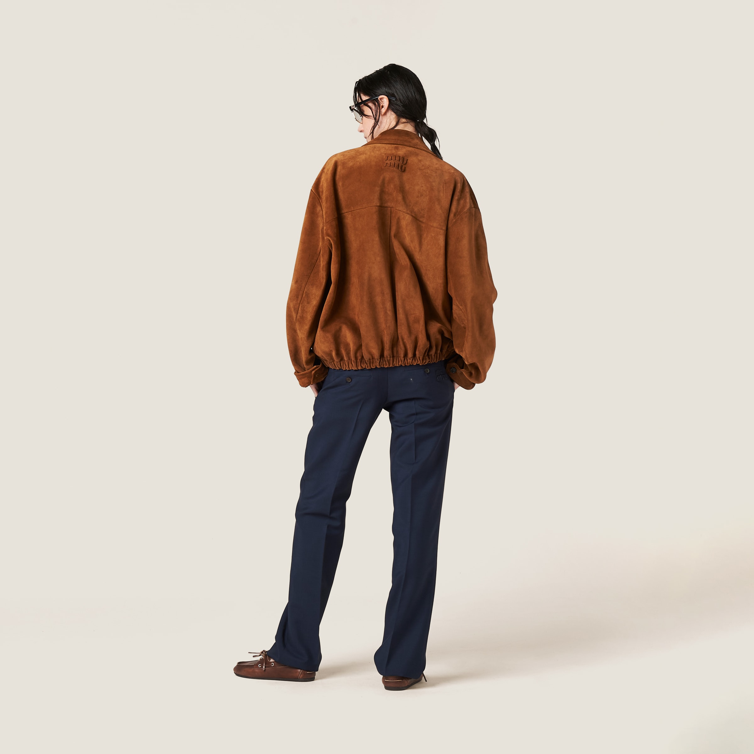 Miu Miu Suede Jacket In Cinnamon