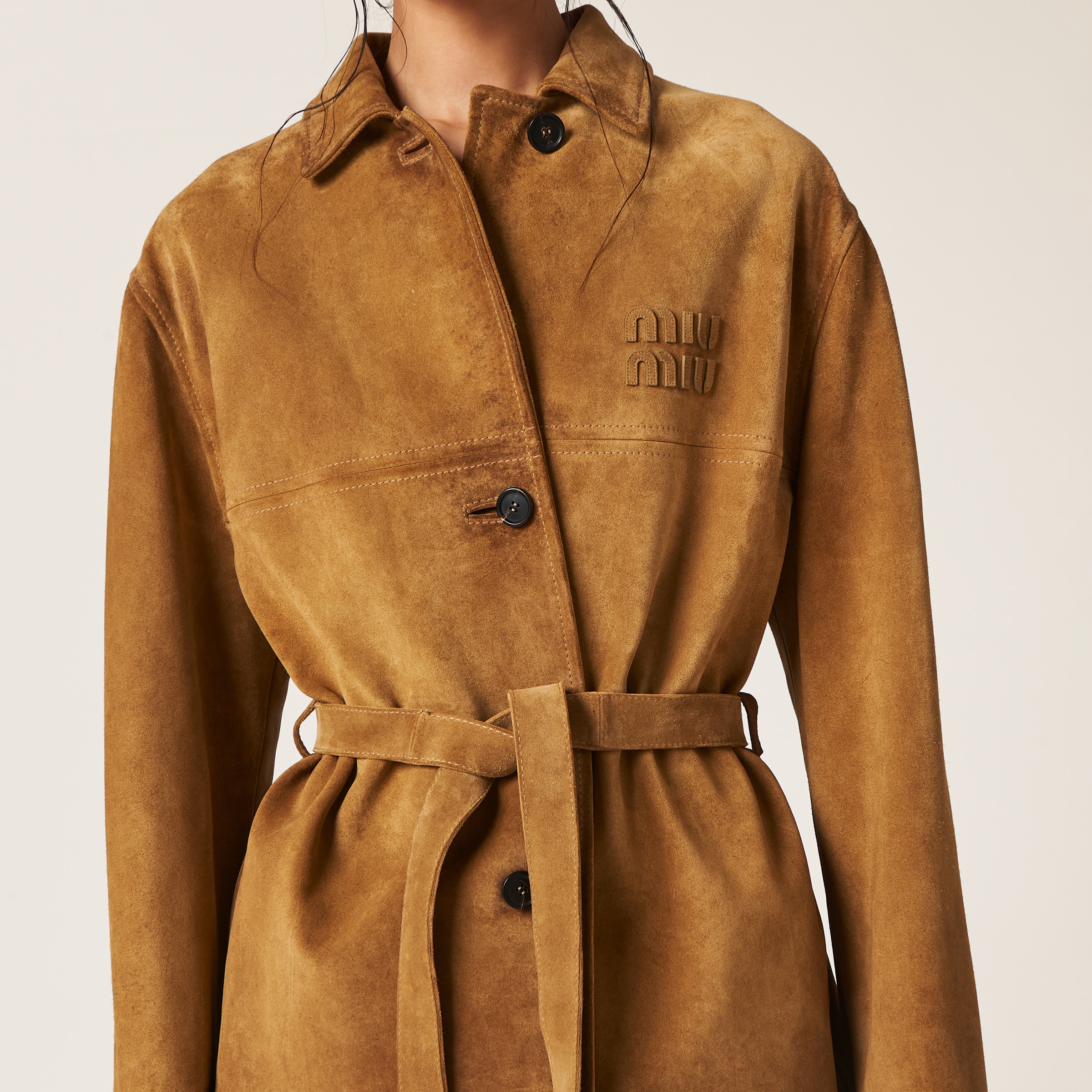 Miu Miu Leather Jacket In Dove Gray
