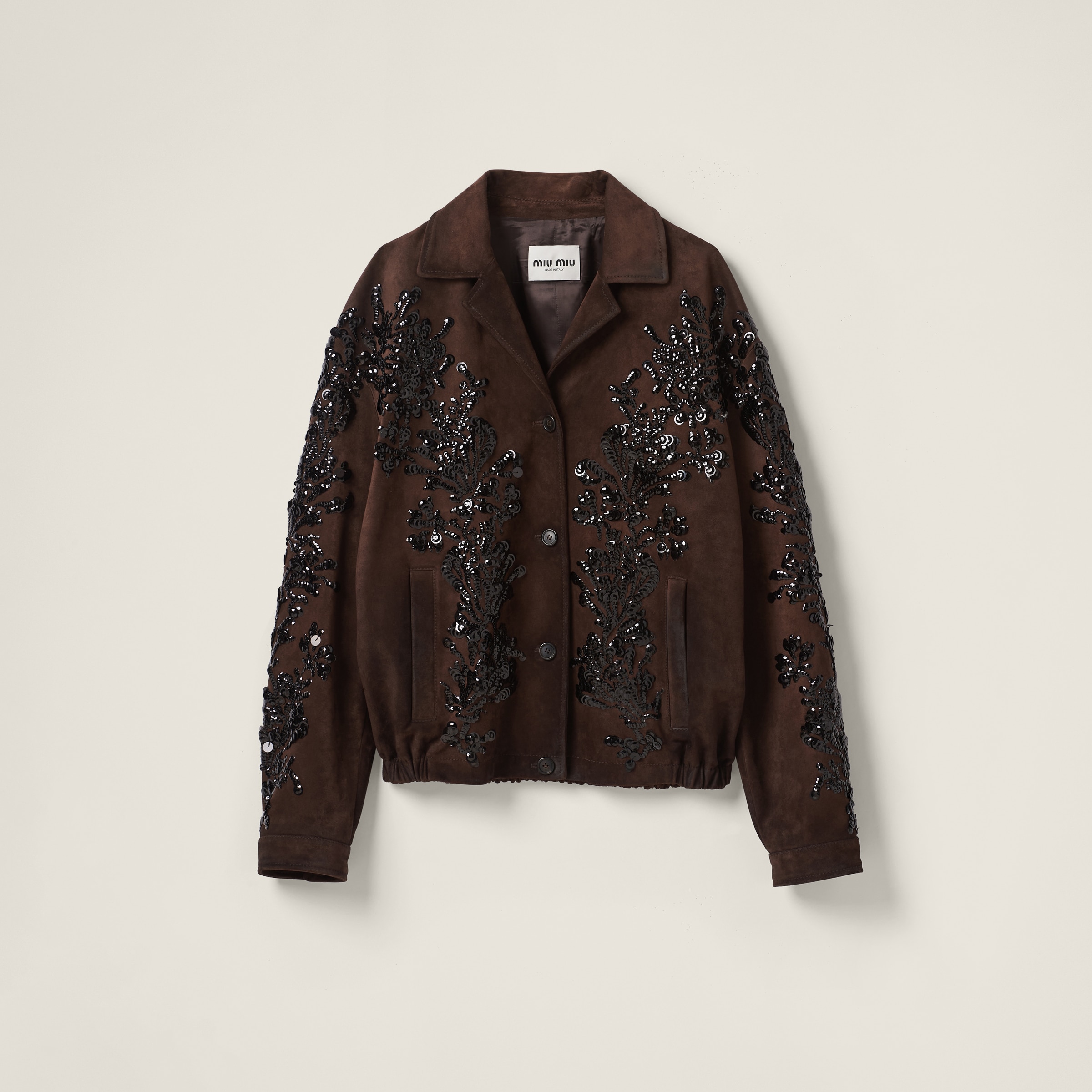 Miumiu Nappa Suede Jacket In Dark Brown