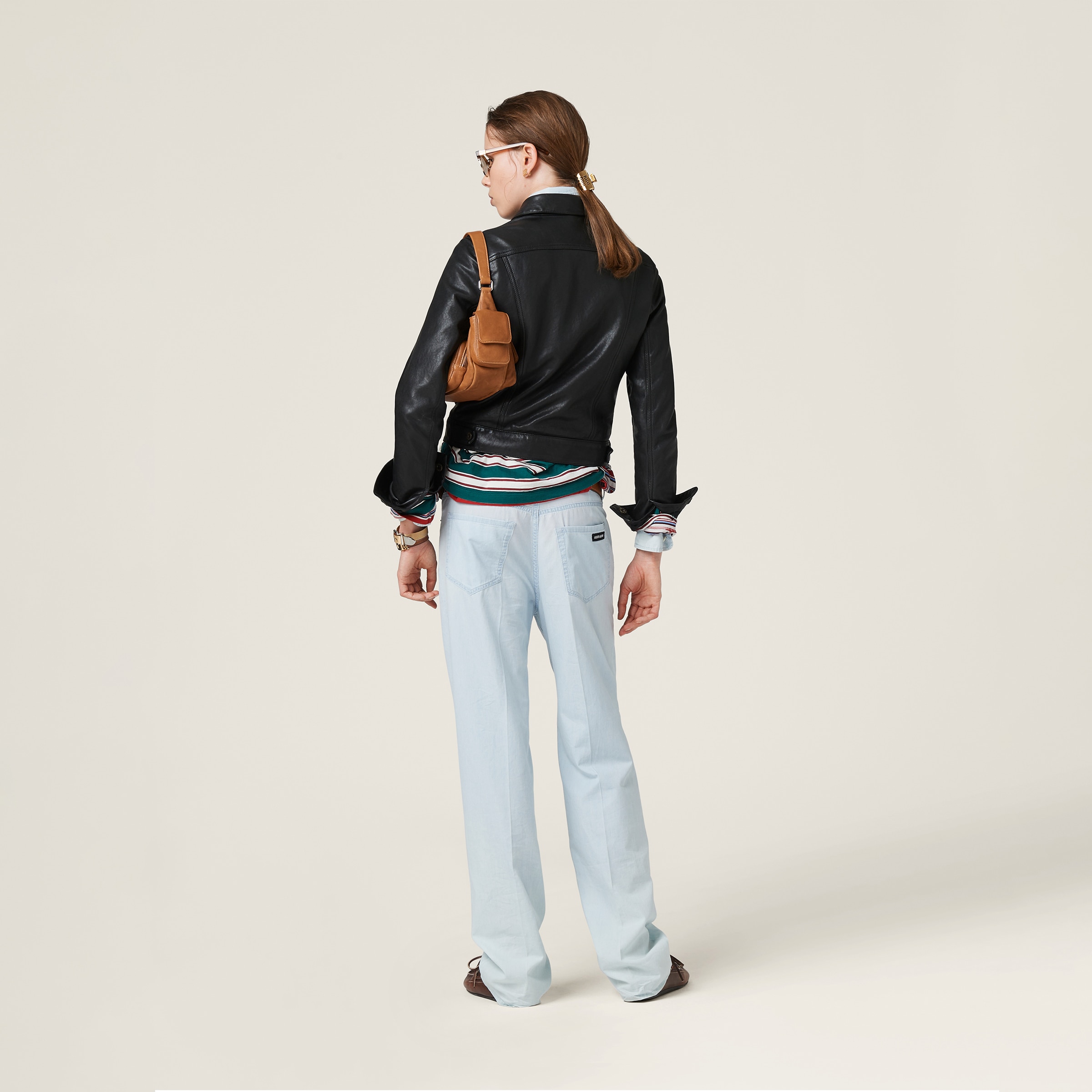 Miu Miu Nappa Leather Jacket In Black