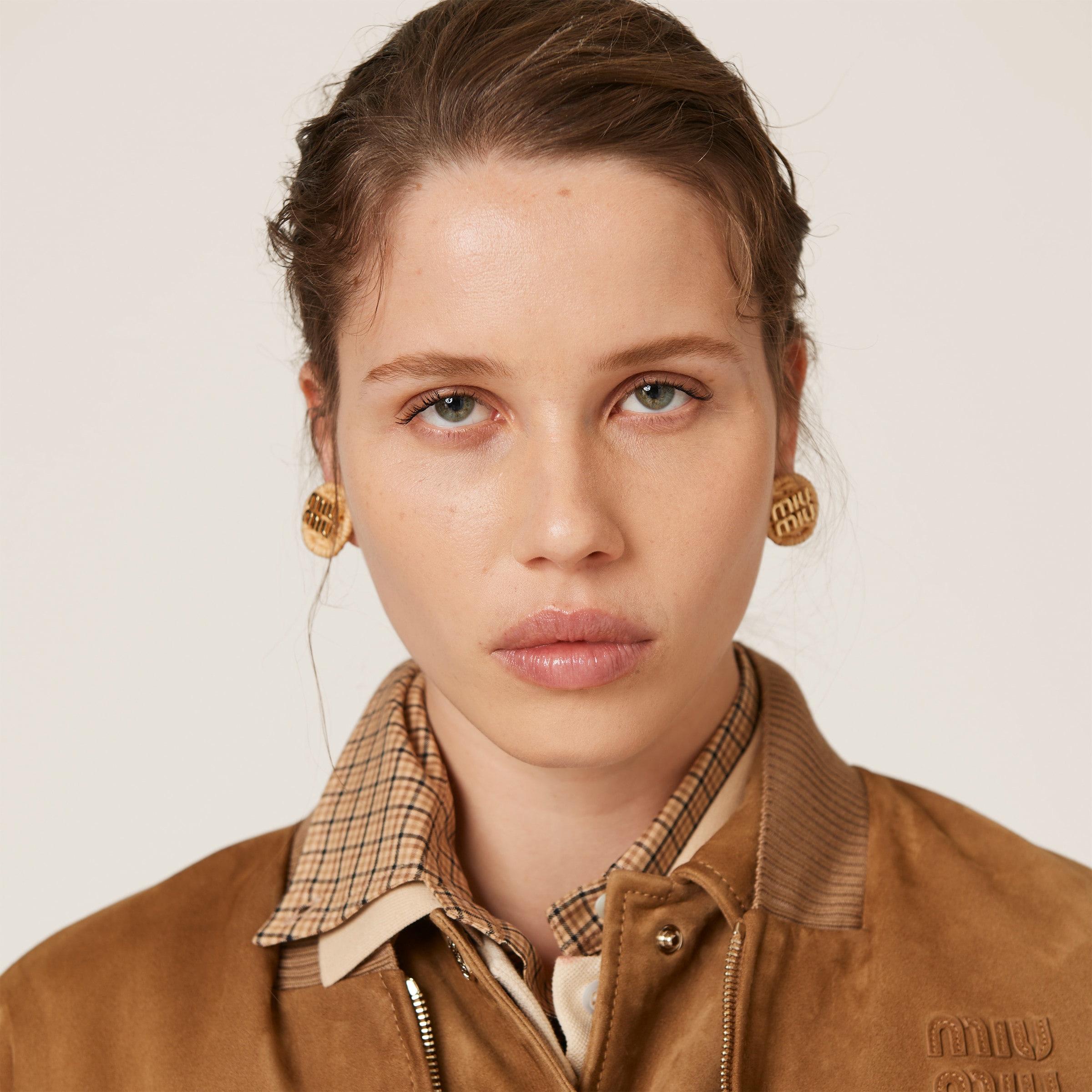 MiuMiu スエード ジャケット オリーブ スエード ジャケット | Miu Miu