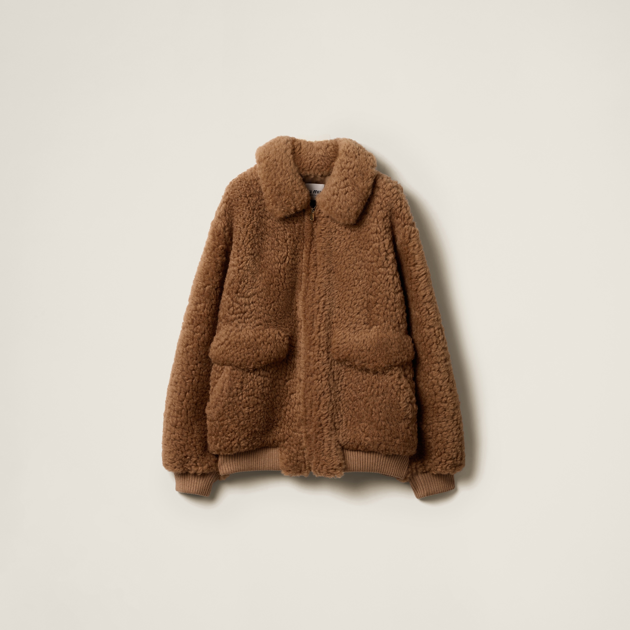 Tobacco Shearling Teddy Jacket | Miu Miu