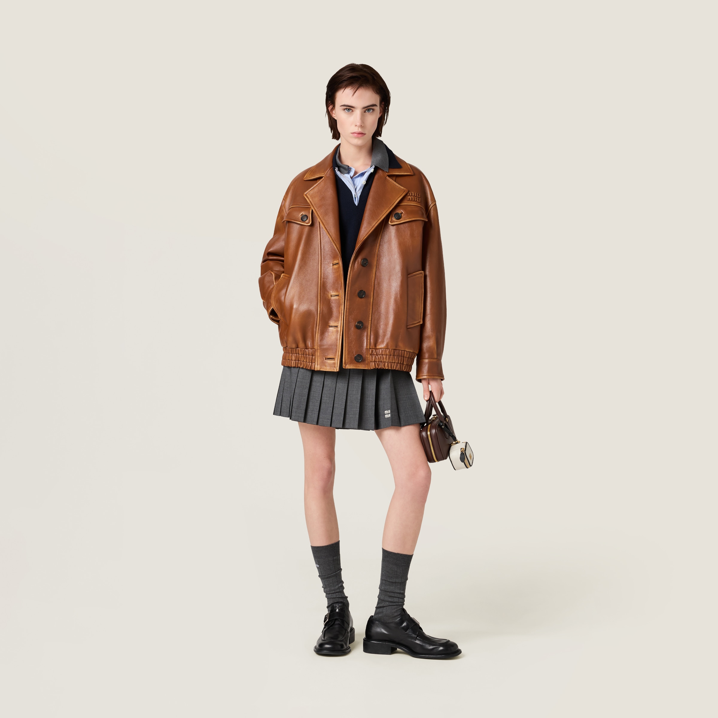 MIUMIU レザージャケット ベージュ