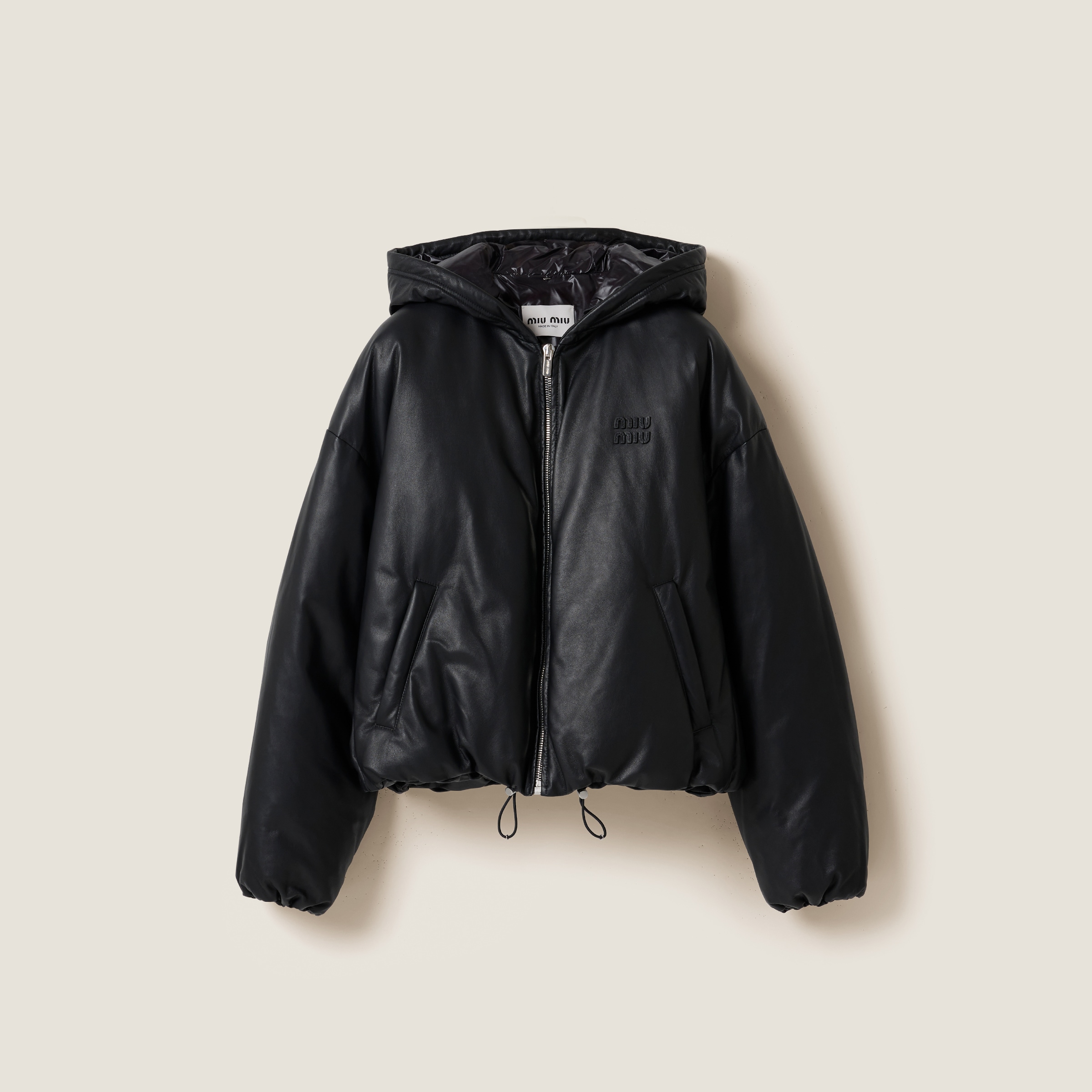 Black Padded Nappa Leather Jacket | Miu Miu Black Padded Nappa Leather Jacket | Miu Miu