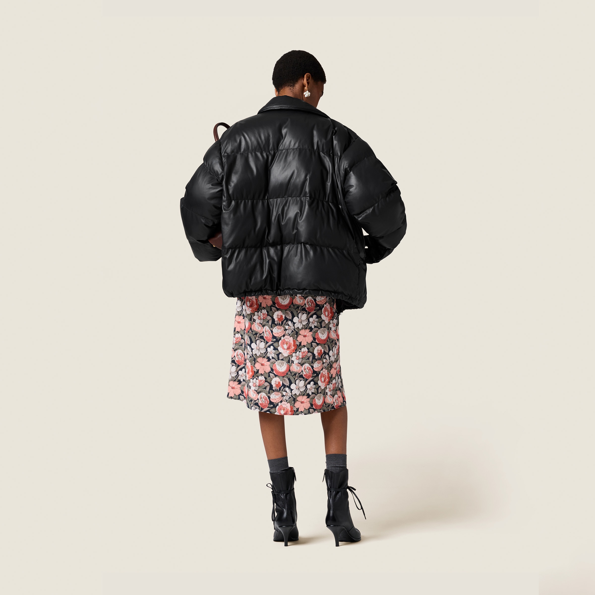 Miu Miu Nappa Leather Jacket In Black