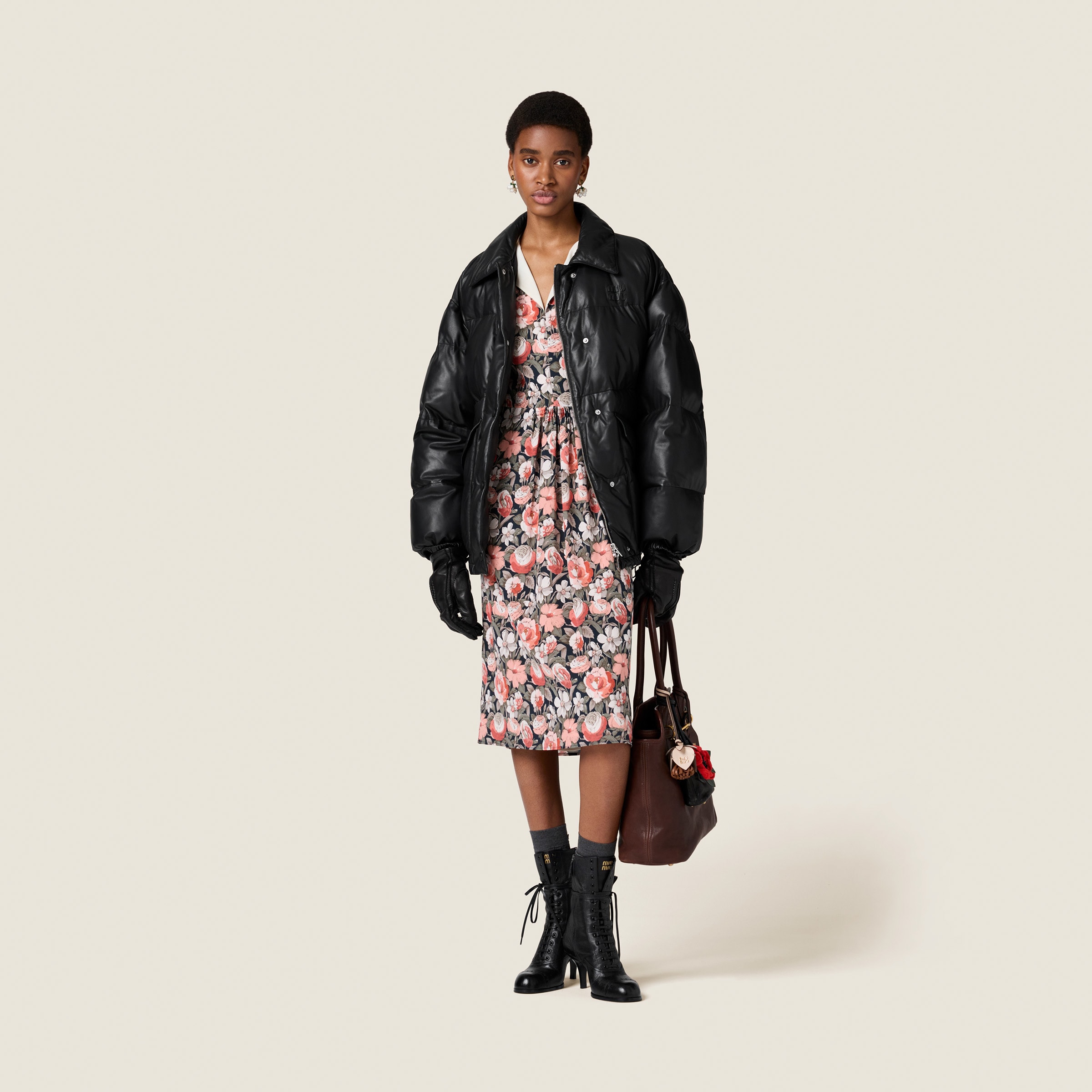 Miu Miu Nappa Leather Jacket In Black