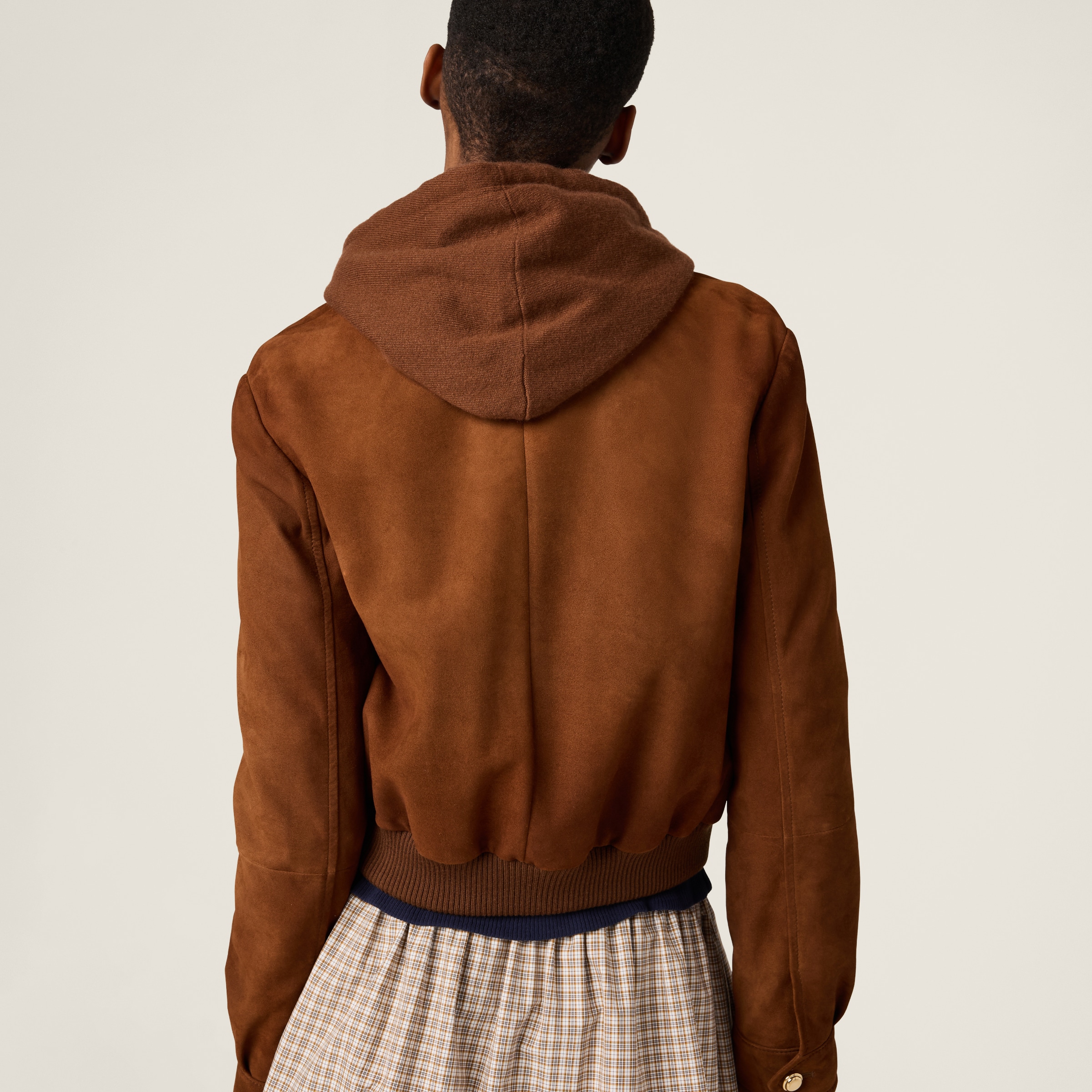 Miu Miu Waxed Suede Jacket In Brandy