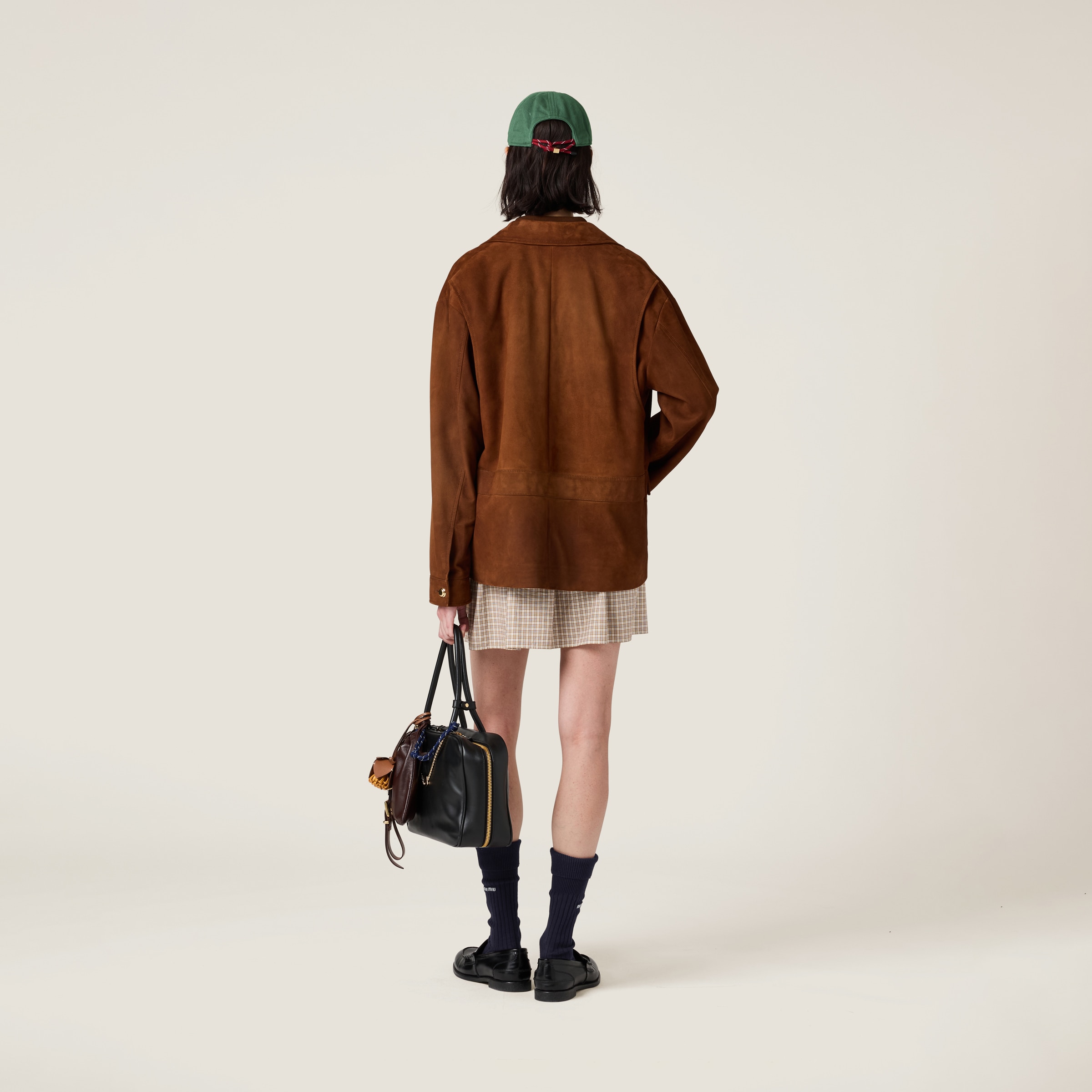 Miu Miu Suede Long-sleeve Jacket In Brandy