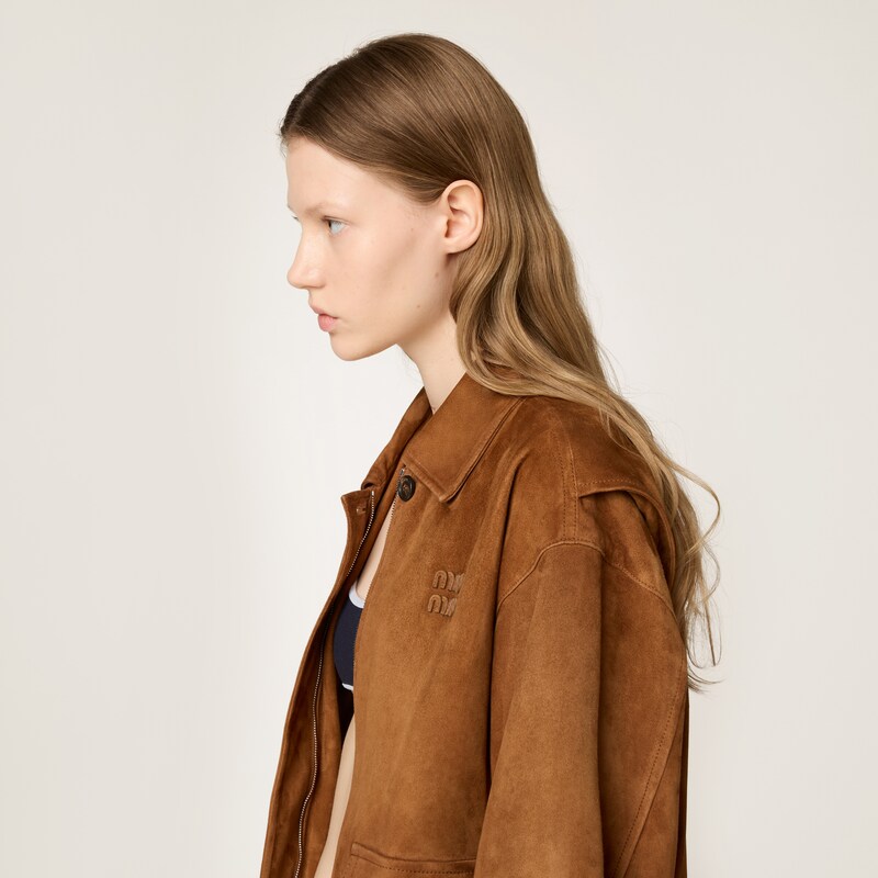 绒面皮革短夹克