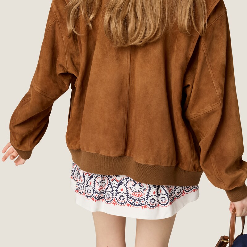 绒面皮革短夹克