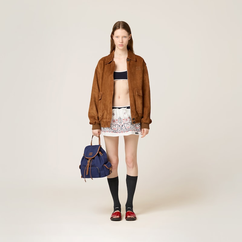 绒面皮革短夹克