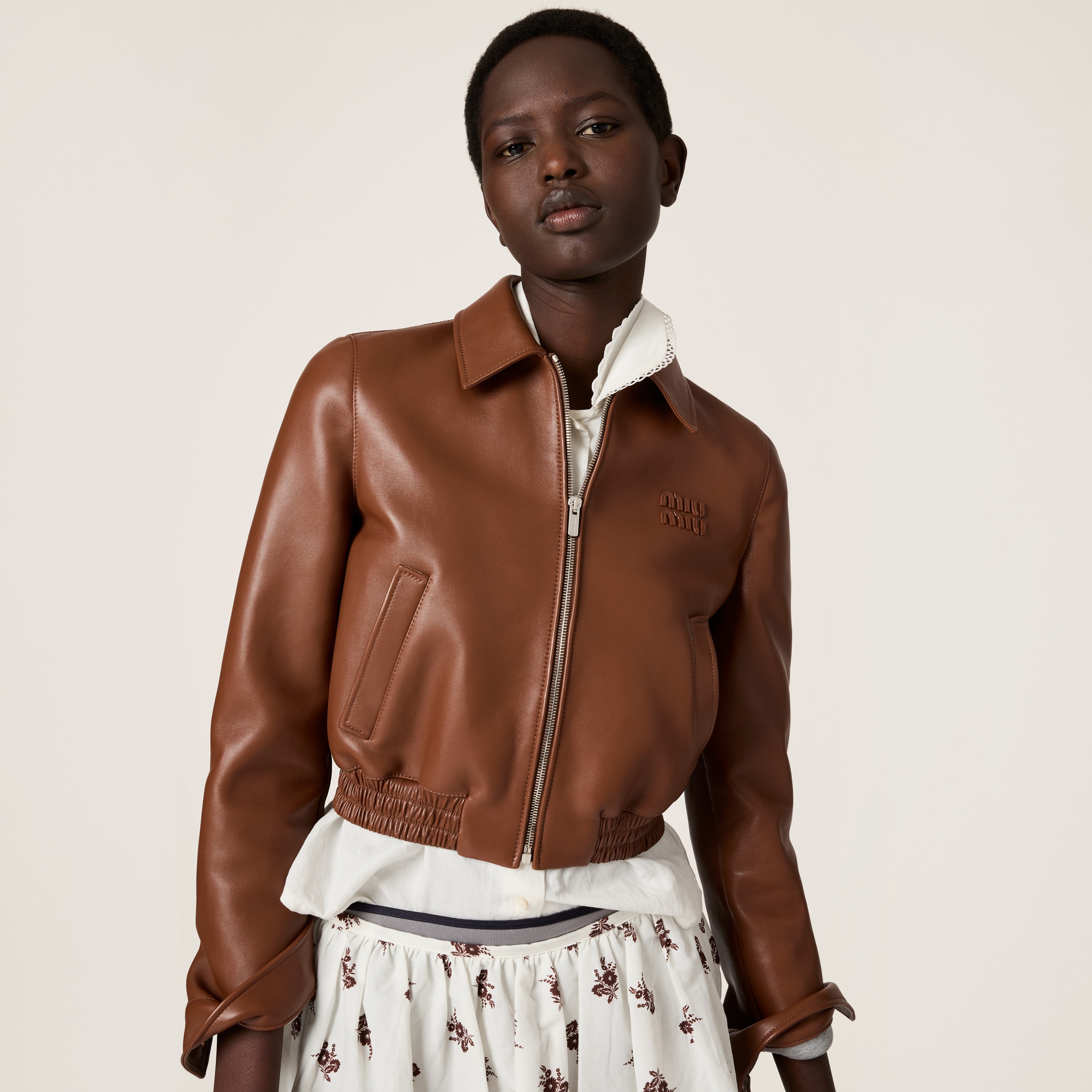 Miu Miu Plongé Nappa Leather Blouson Jacket