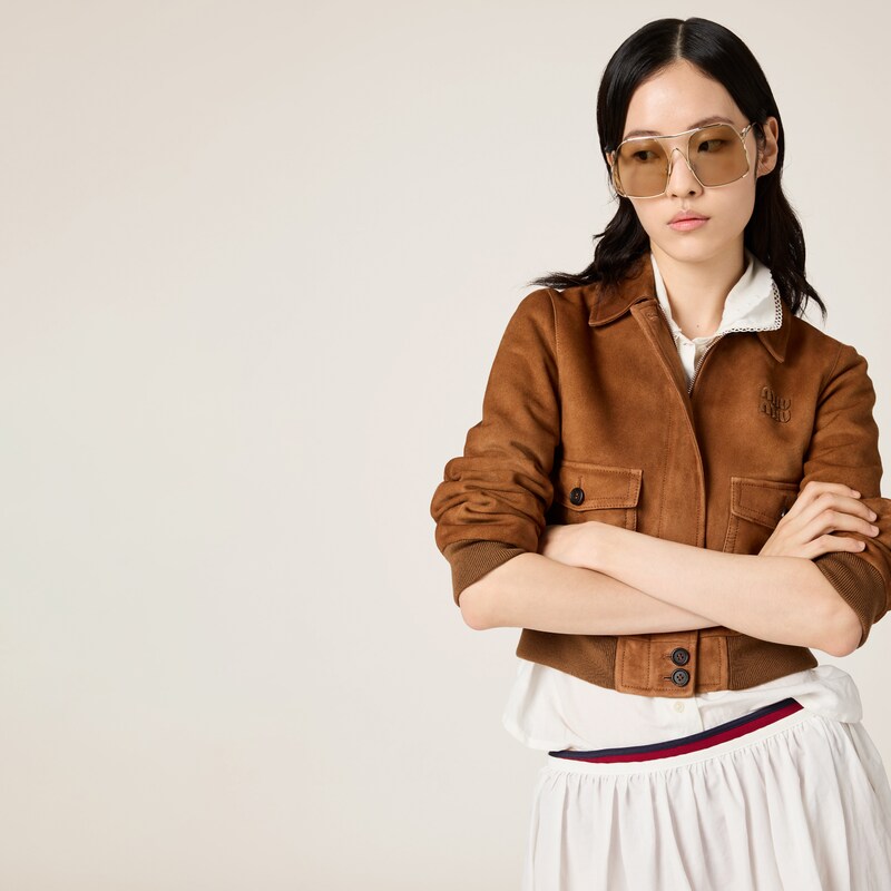 绒面皮革短夹克