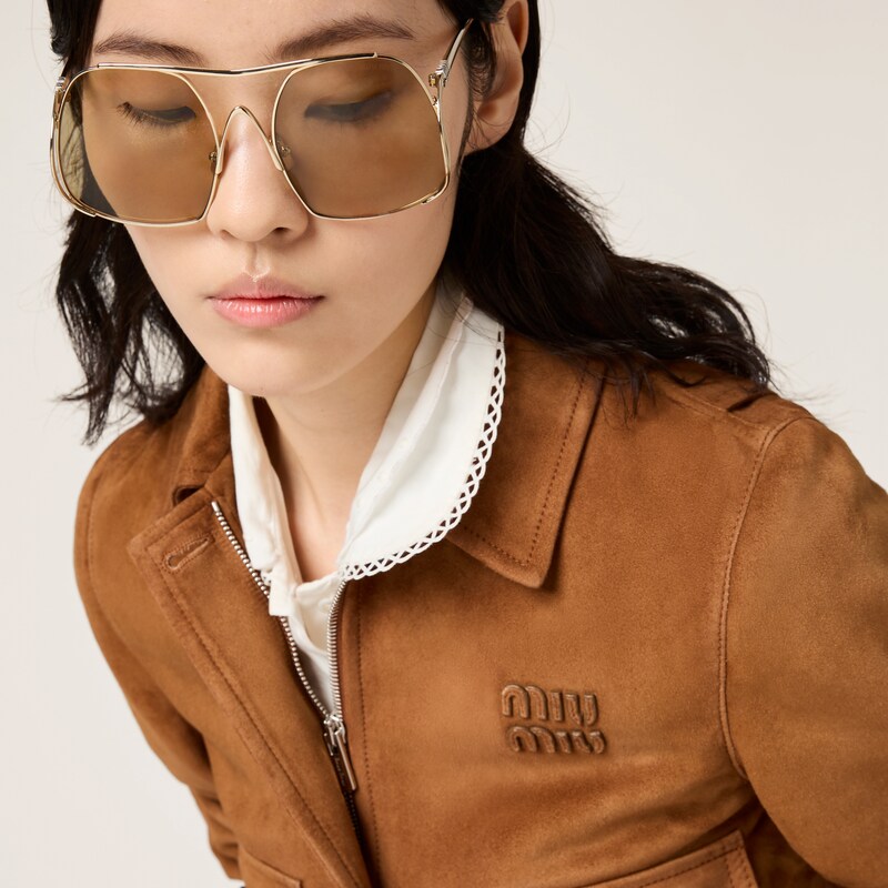 绒面皮革短夹克