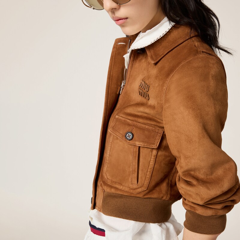 绒面皮革短夹克