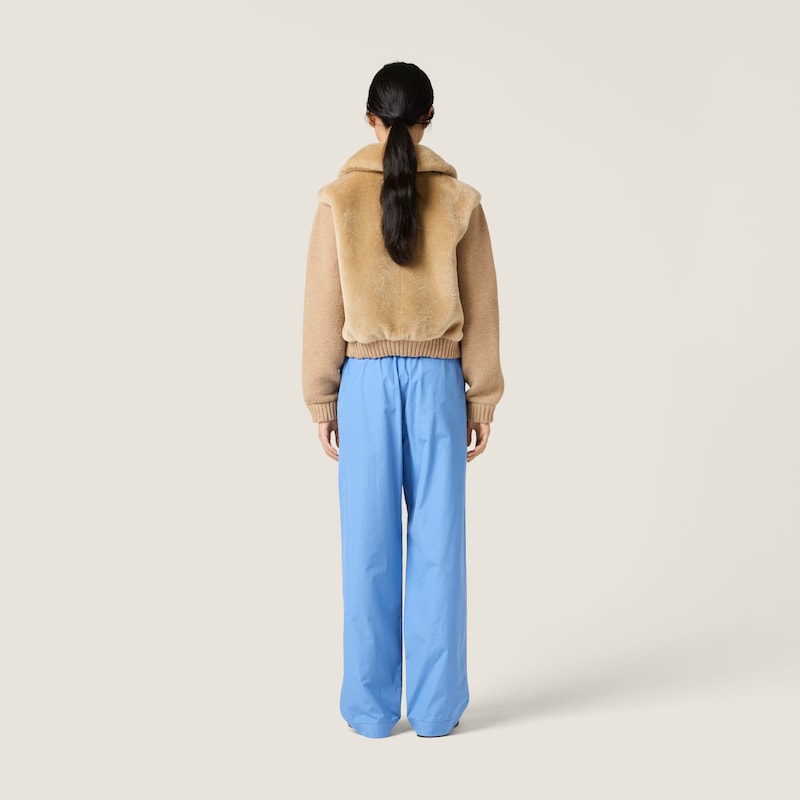 Shearling and knit blouson jacket