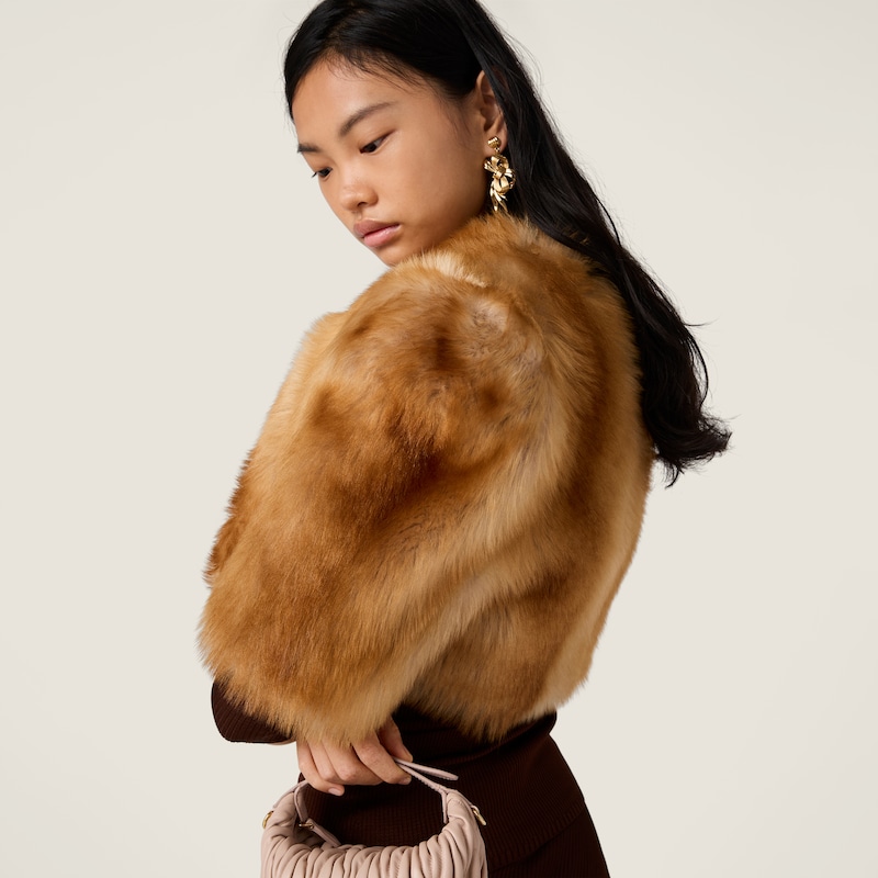 Shearling fur bolero jacket