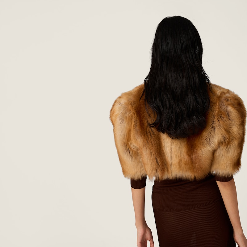 Shearling fur bolero jacket