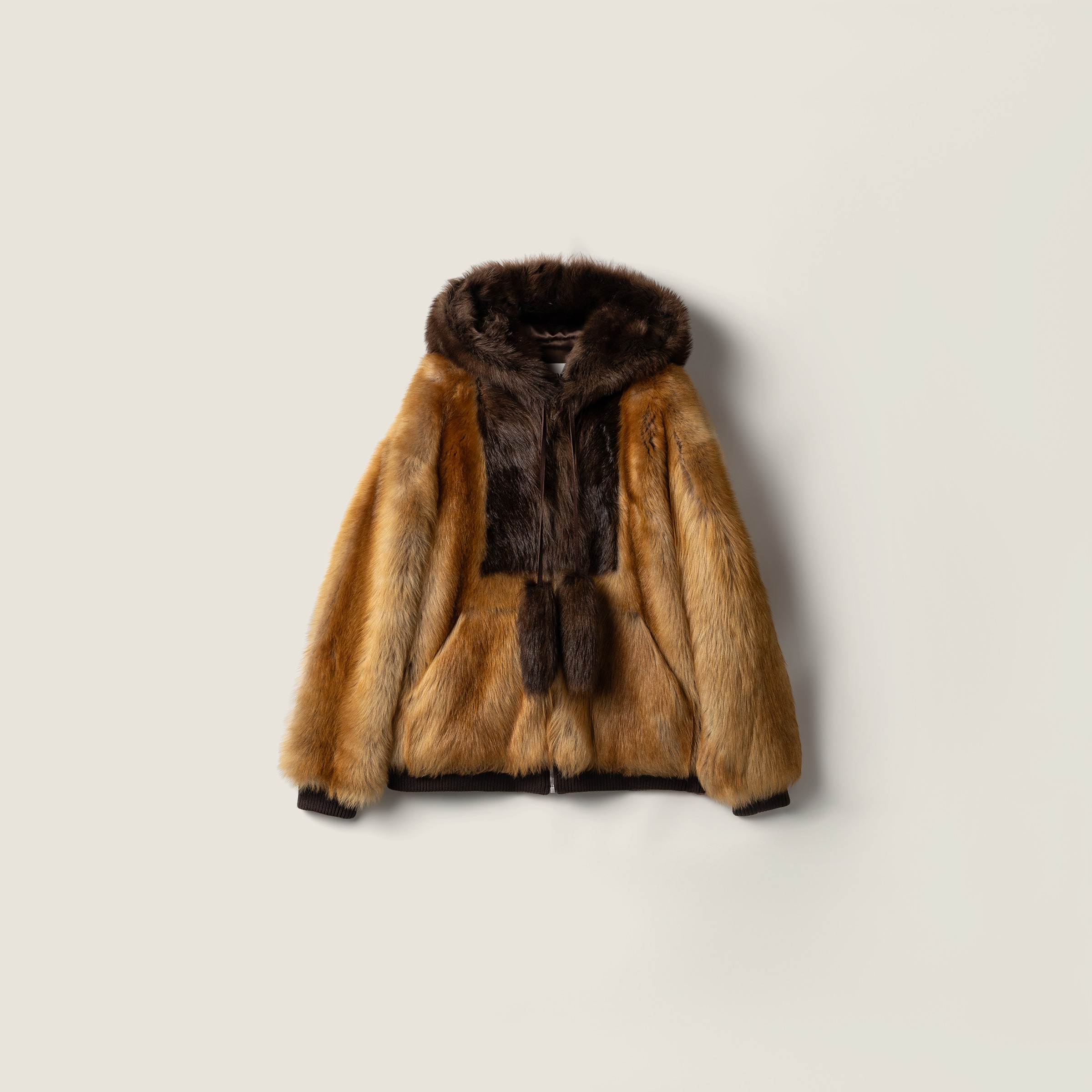 Miu Miu Shearling Blouson Jacket In Brown