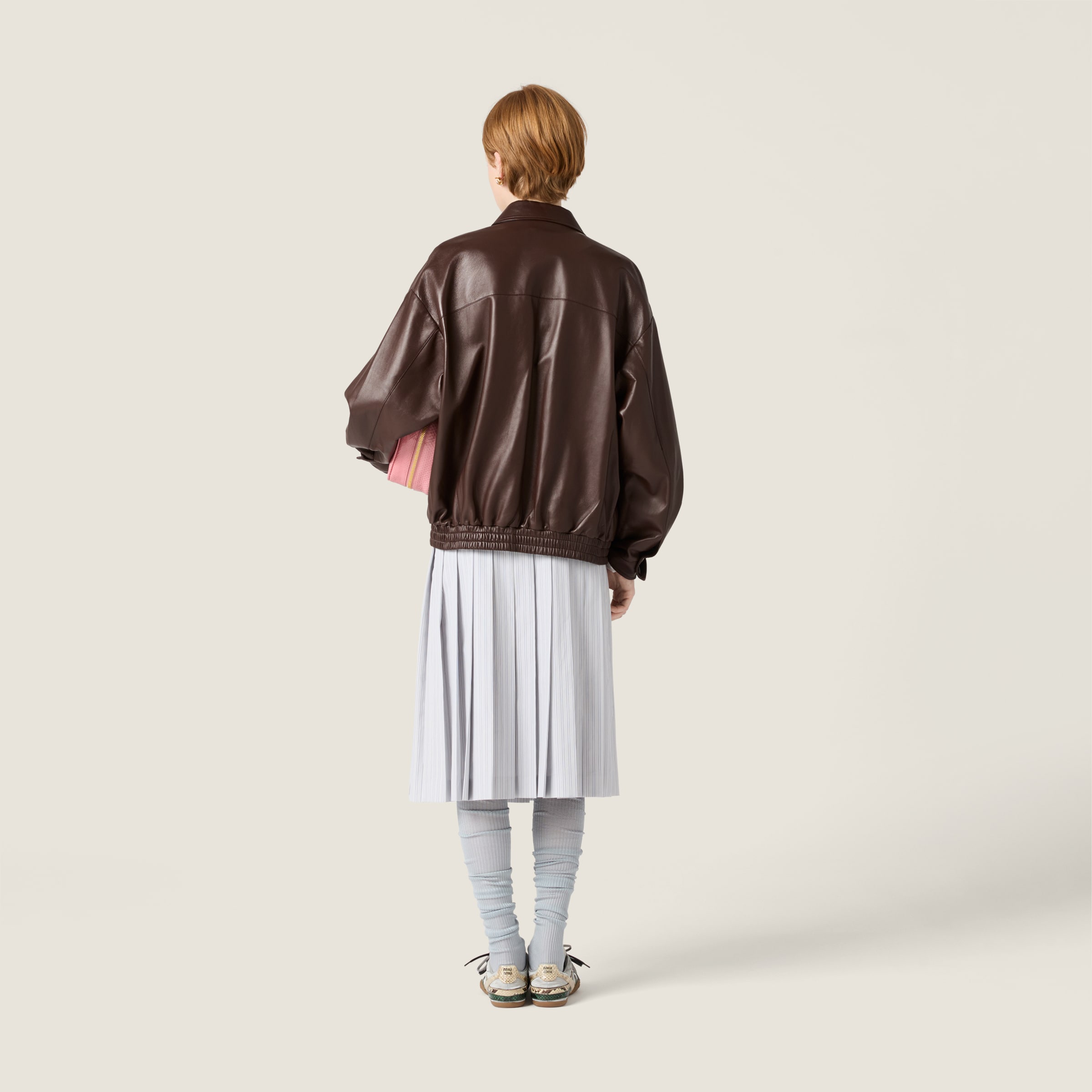 シエナブラウン ナッパレザー ブルゾンジャケット | Miu Miu - 日本 シエナブラウン ナッパレザー ブルゾンジャケット | Miu Miu - 日本