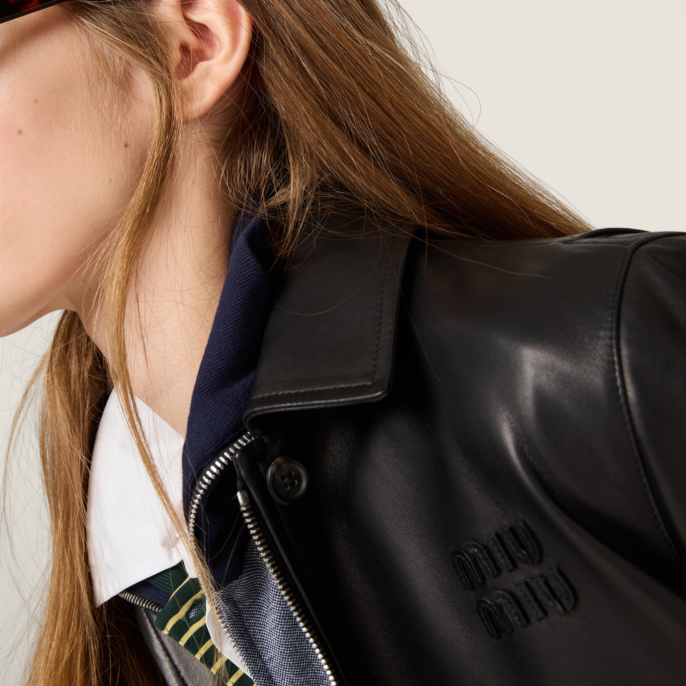 Black Nappa Leather Blouson Jacket | Miu Miu - United States