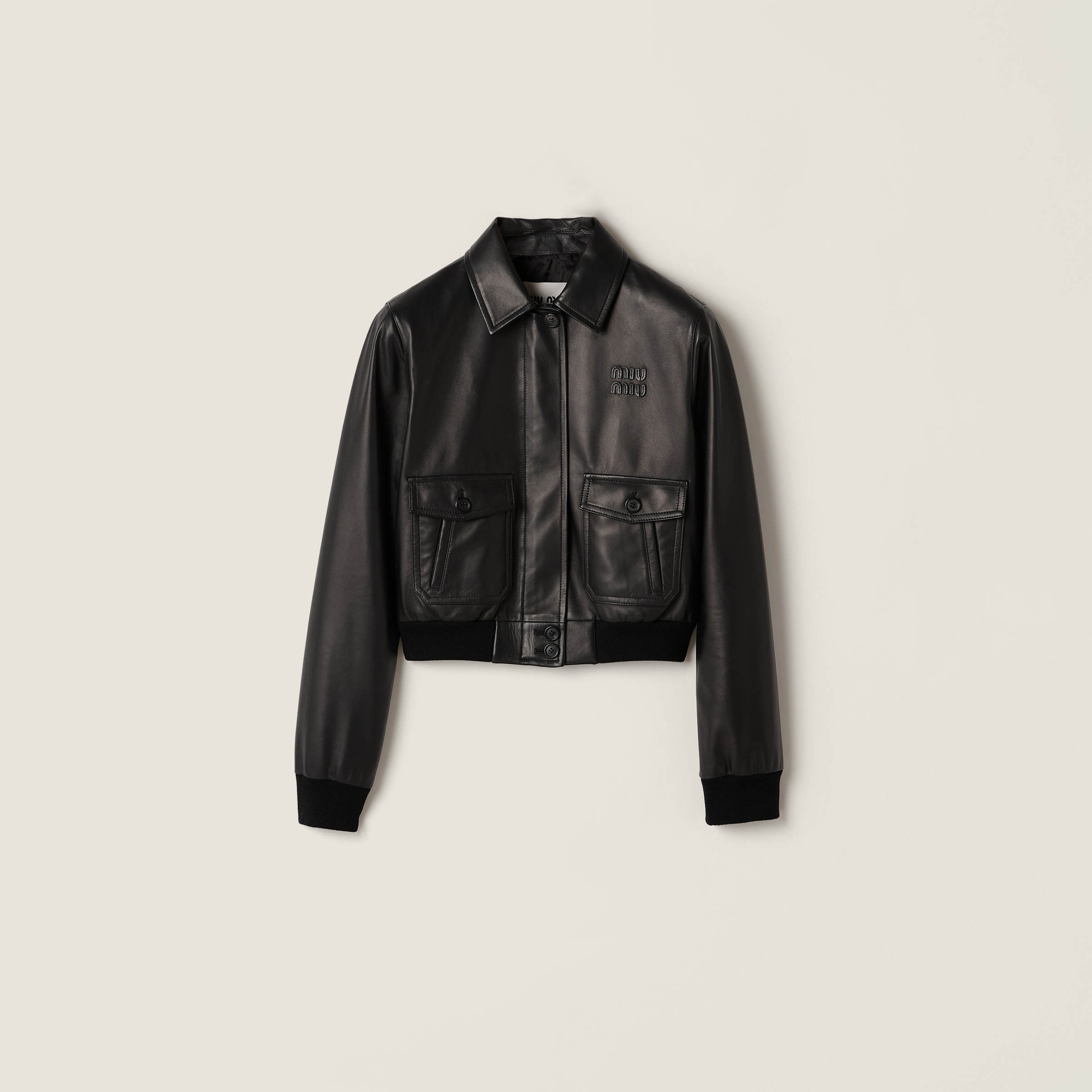 Miu Miu Nappa Leather Blouson Jacket In Black