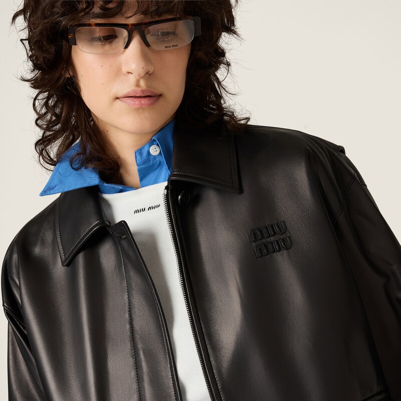 Nappa leather blouson jacket