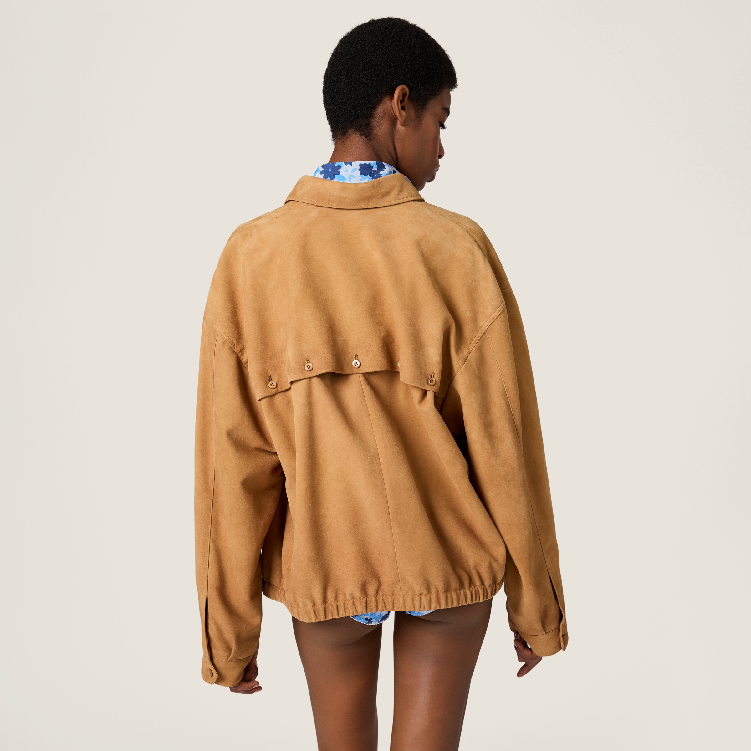 Waxed suede blouson jacket - thumbnail 3