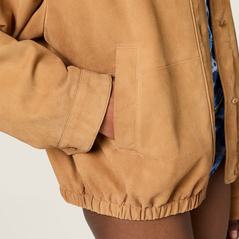 Waxed suede blouson jacket