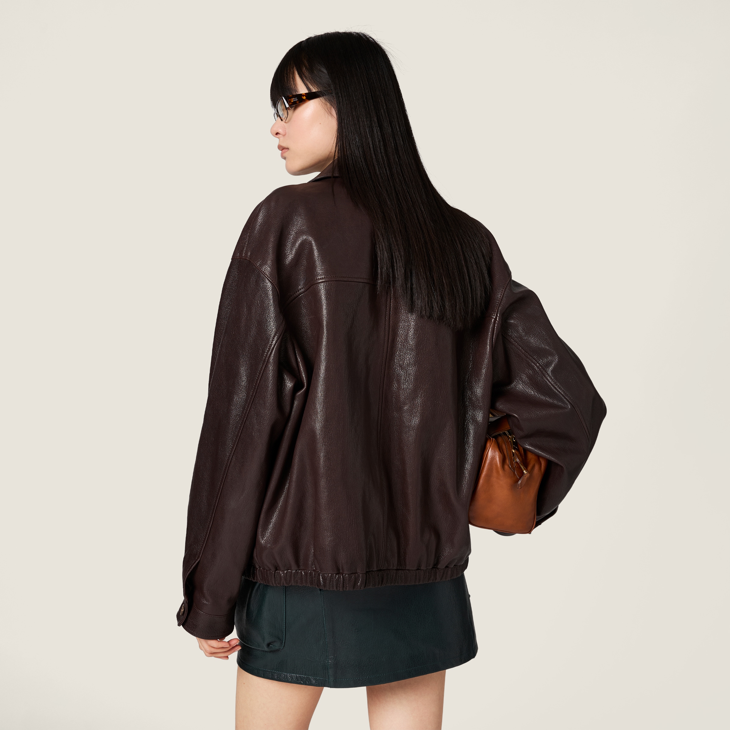 Leather blouson jacket - thumbnail 3