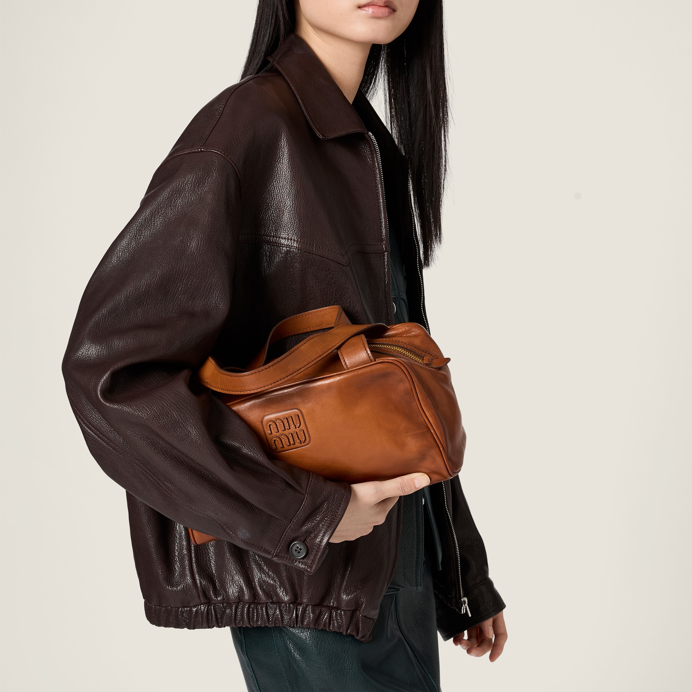 Leather blouson jacket - thumbnail 5