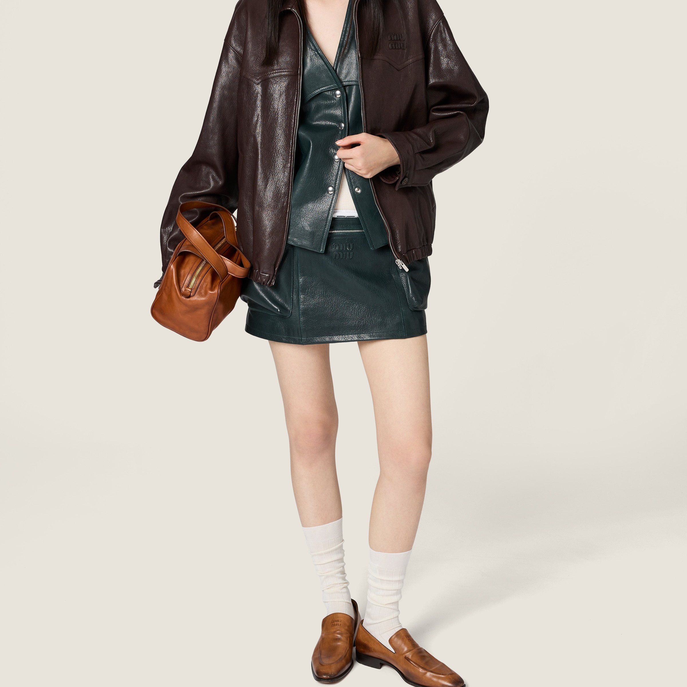 Leather blouson jacket - thumbnail 6