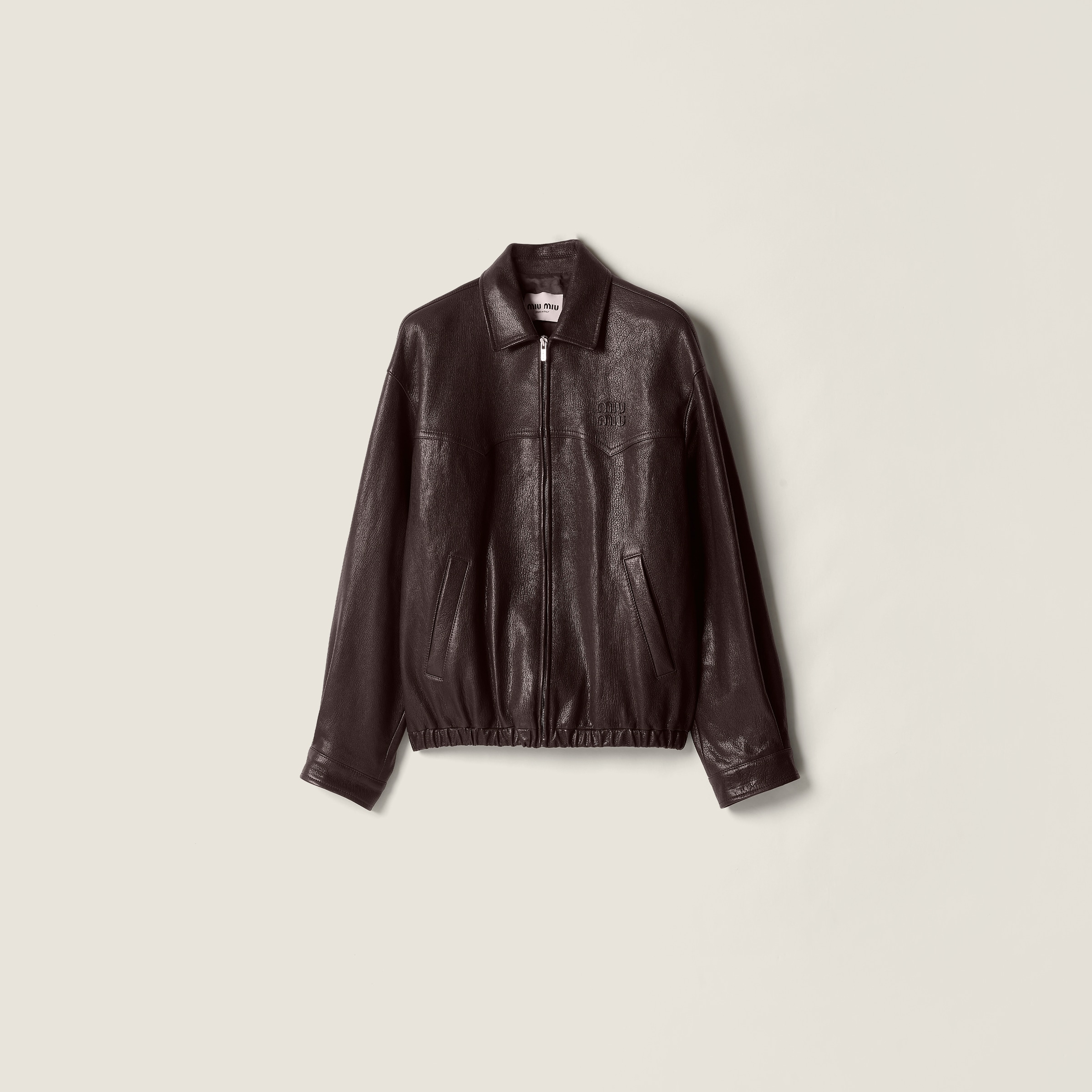Leather blouson jacket