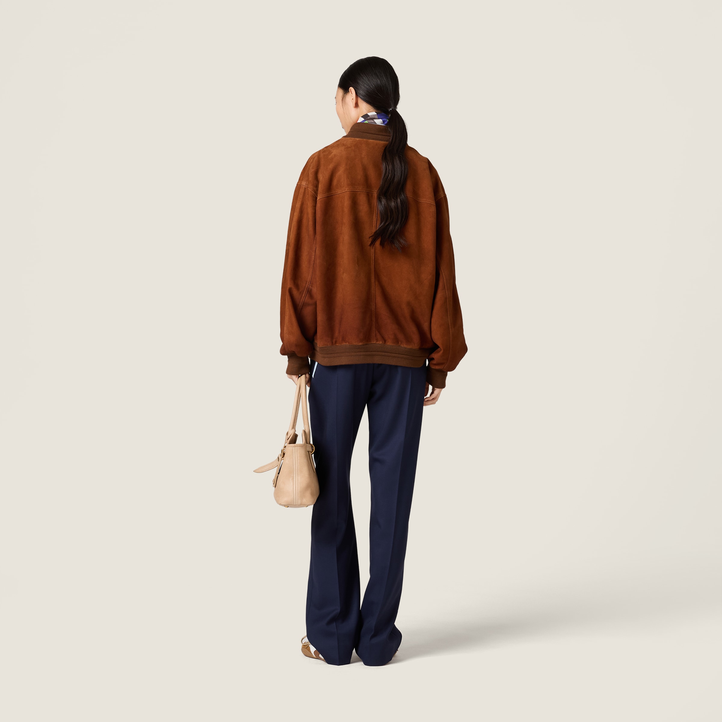 Chestnut Brown Waxed Suede Jacket | Miu Miu - United States