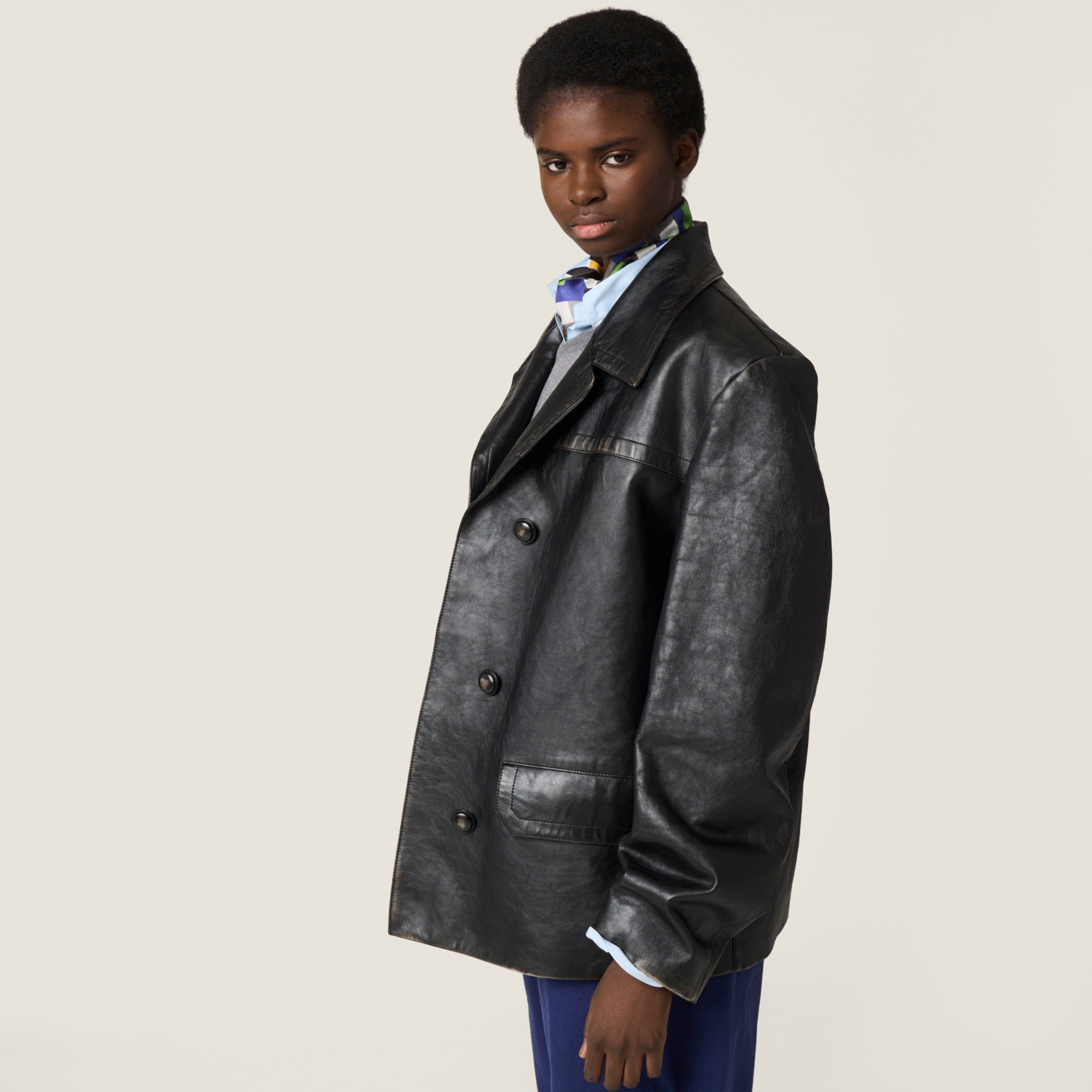 Miu Miu レザージャケット Miu Miu レザージャケット | ブラウン | FARFETCH JP