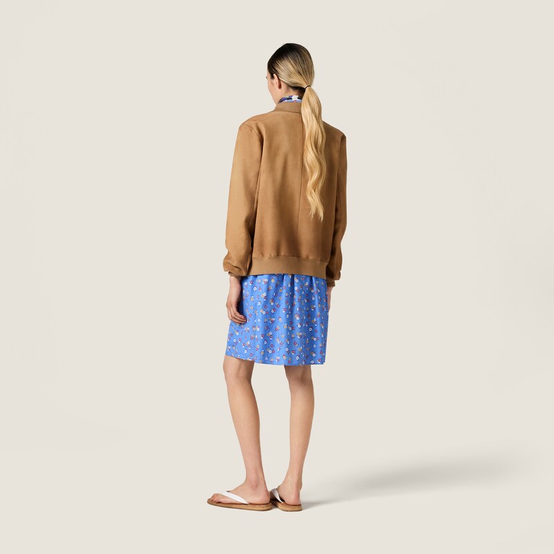 Waxed suede blouson jacket