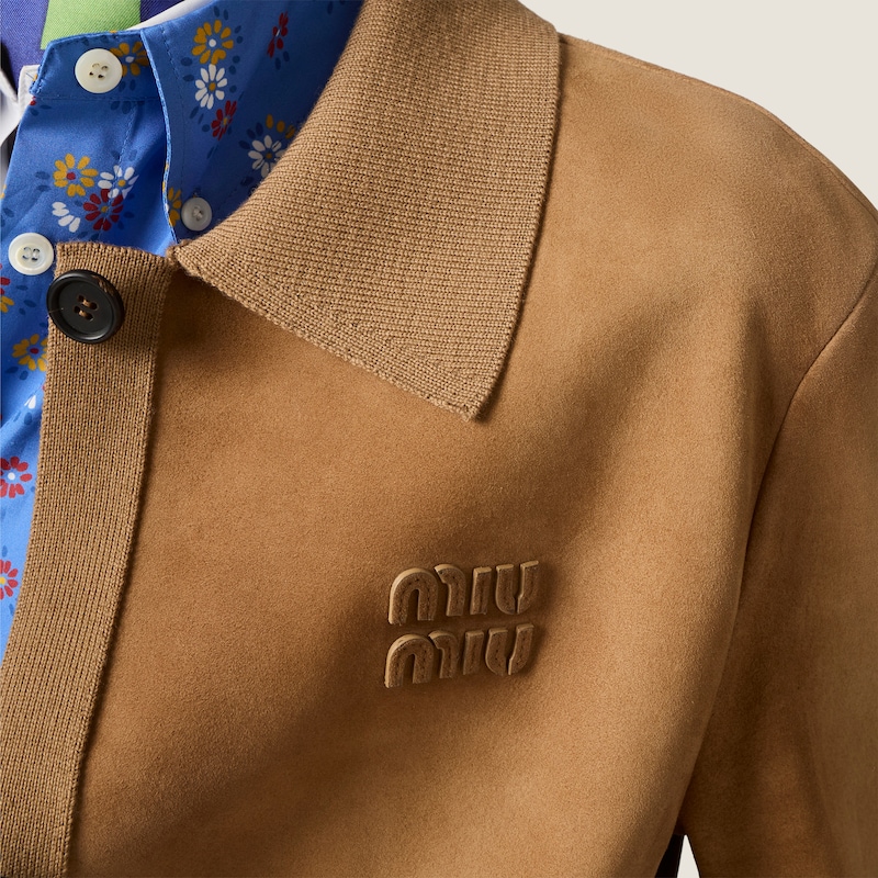Waxed suede blouson jacket
