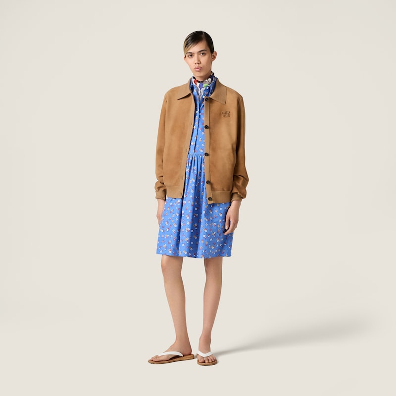Waxed suede blouson jacket
